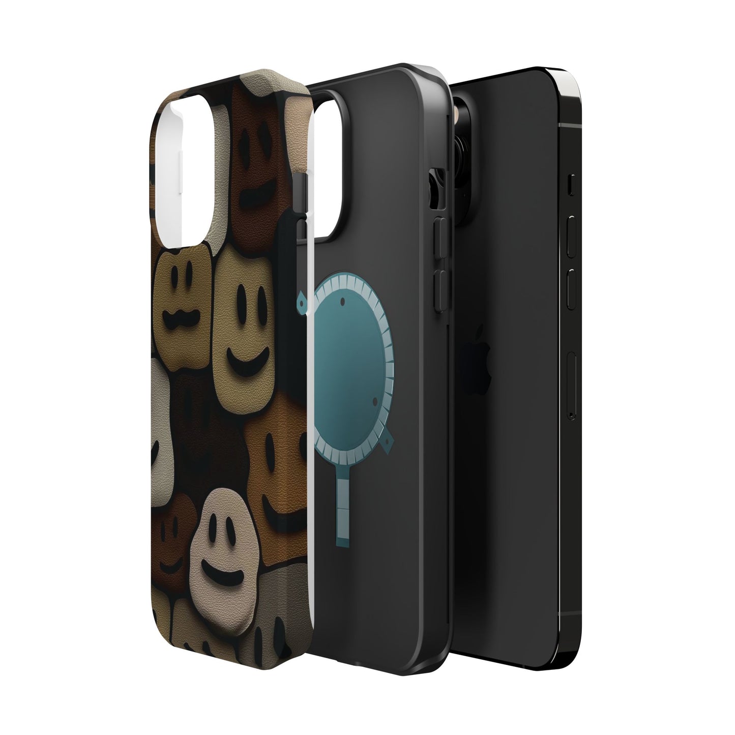 Magnetic Impact-Resistant Case — Brown Smiley Tile Phone Cover