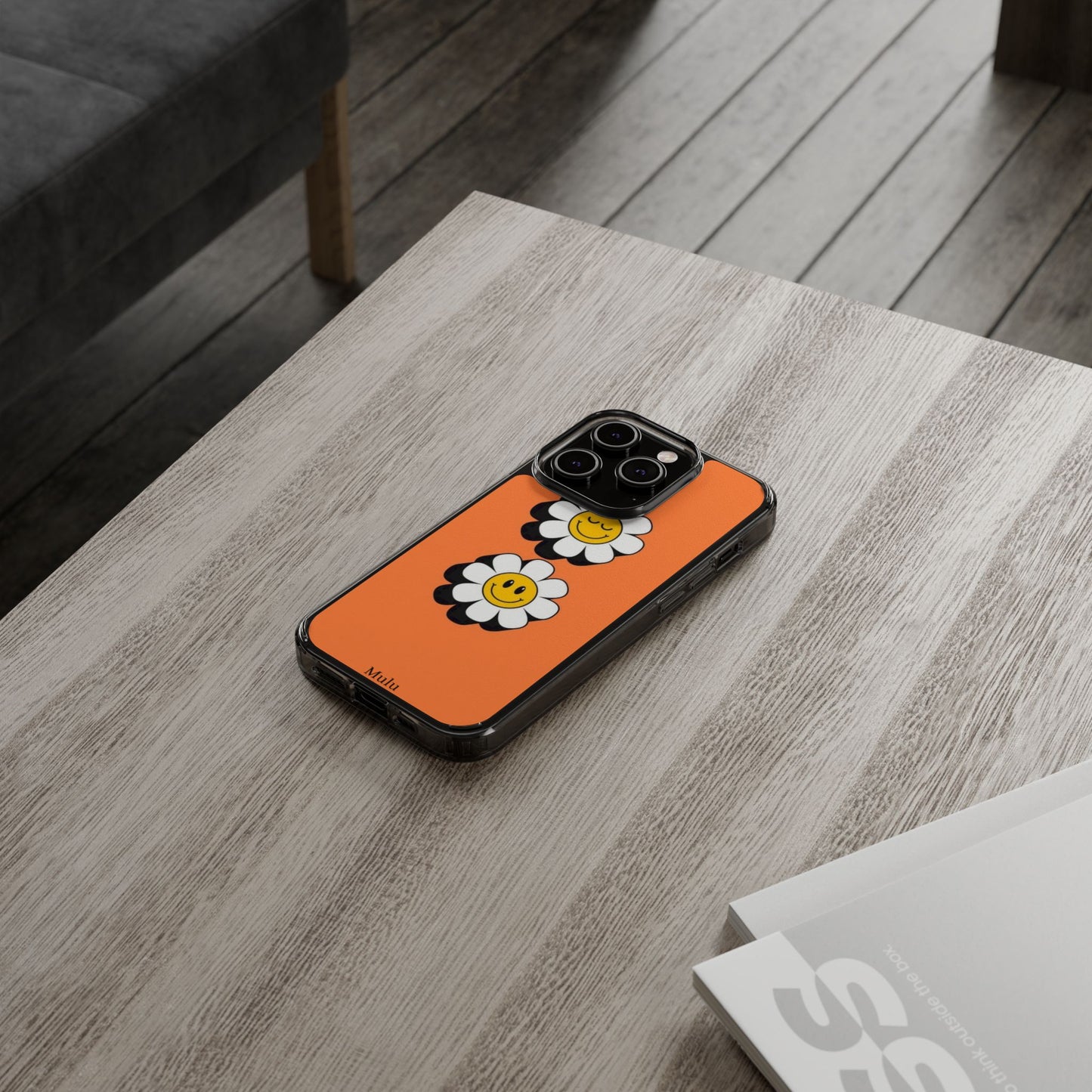 Phone Case — Orange Smiley Daisy Clear Impact‑Resistant Case