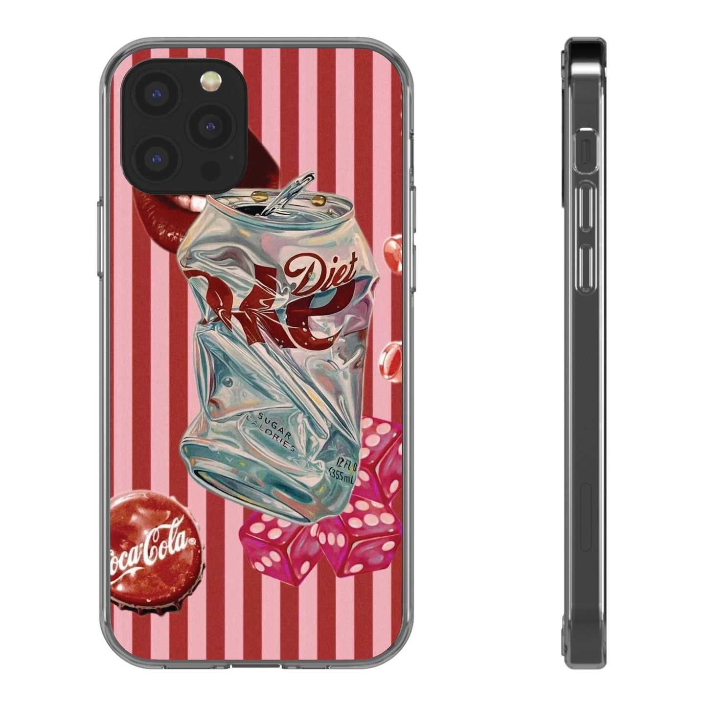 Diet Cola Crush Clear Phone Case – Retro Soda Pop Design