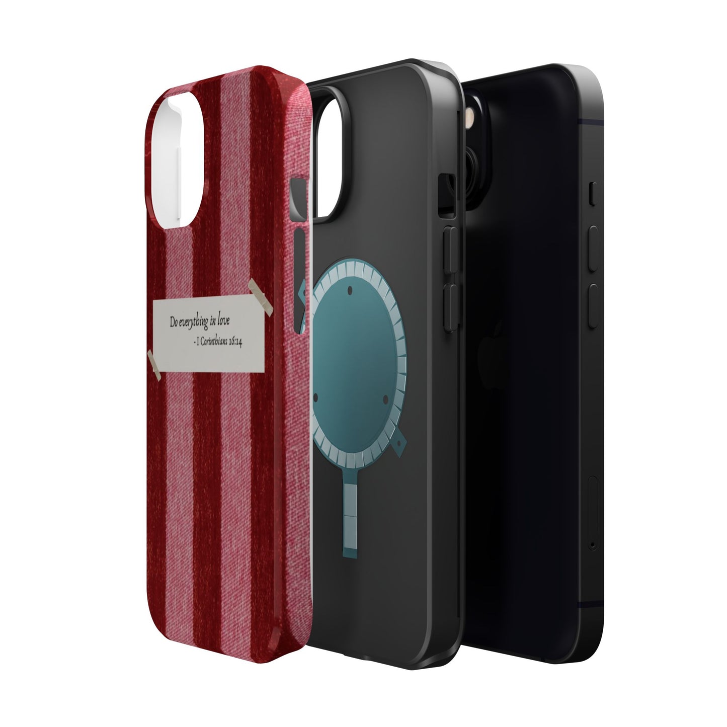 Christian Quote Red Stripe Phone Case — “Do everything in love” Magnetic Impact-Resistant Case