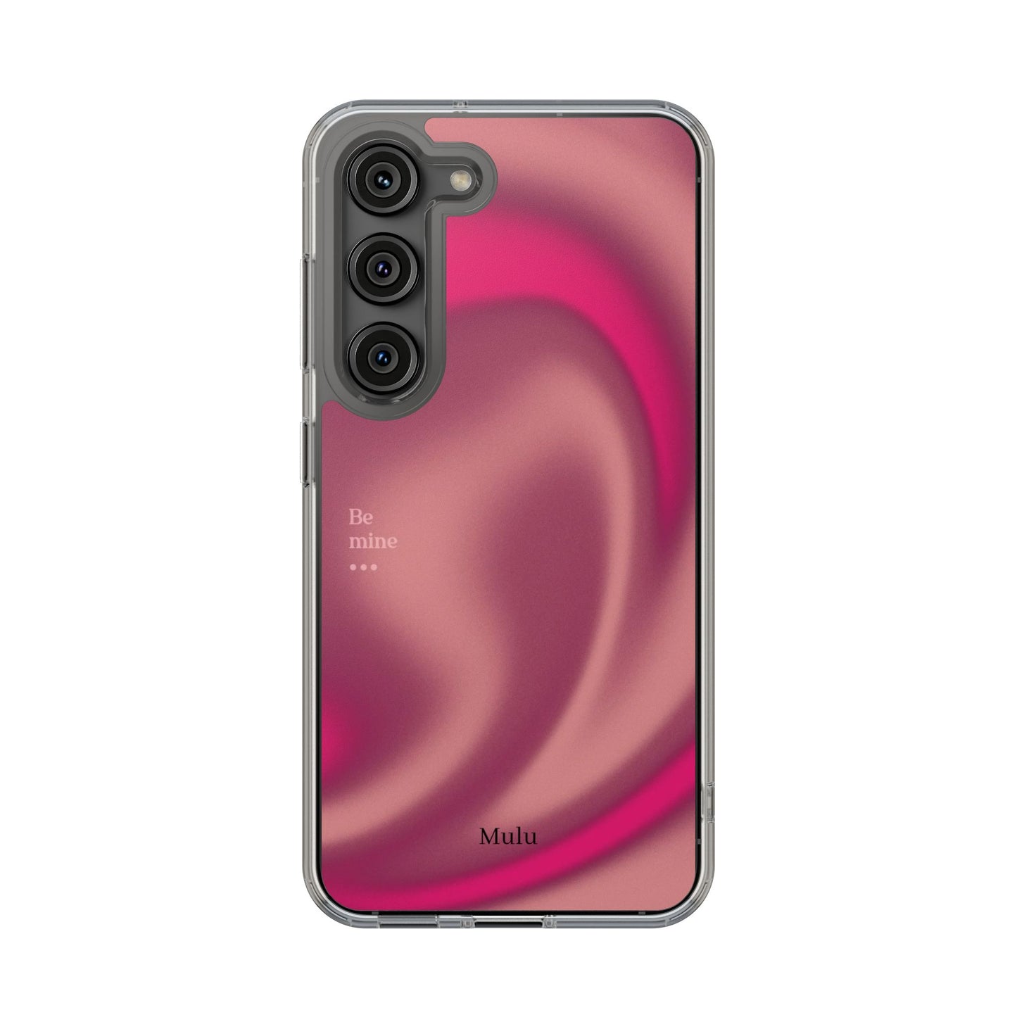 Clear Impact Phone Case — Pink Satin Swirl "Be mine" Design