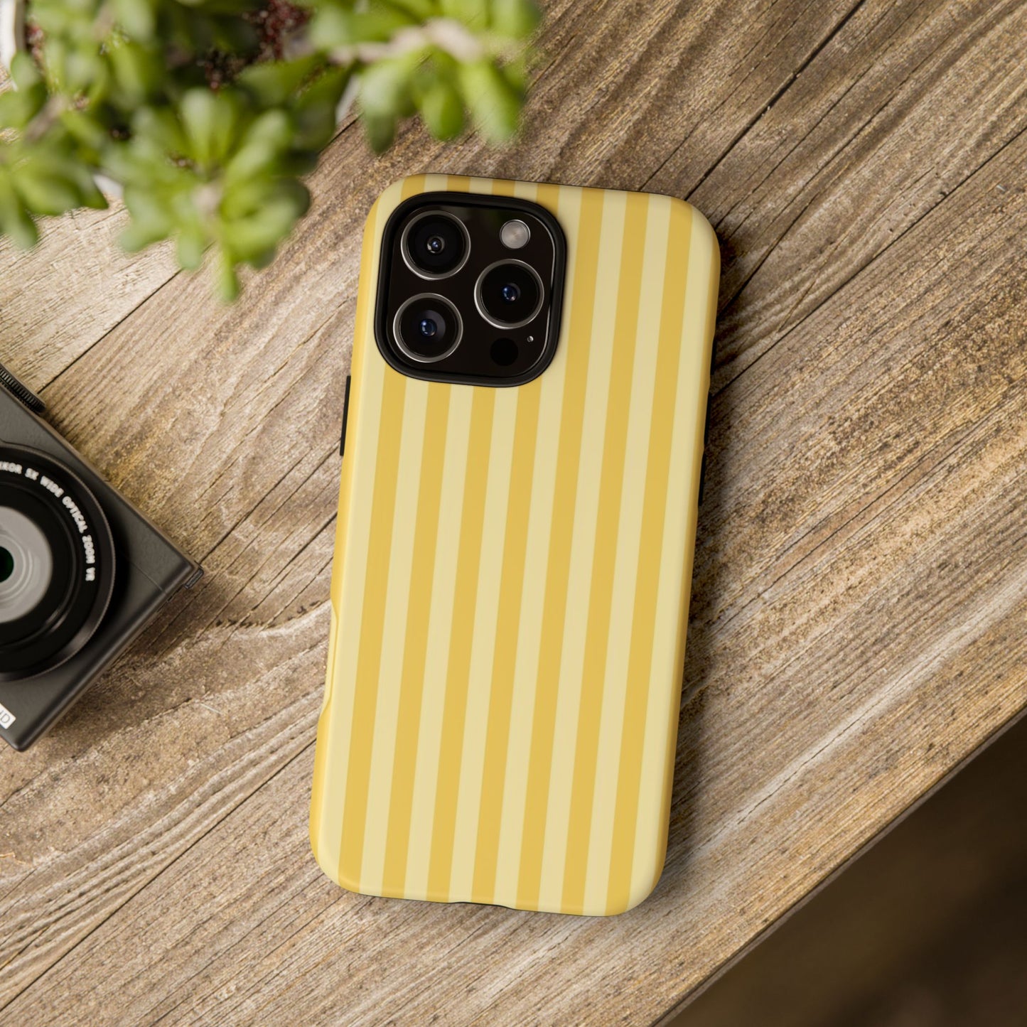 Yellow Stripe Tough Phone Case — Durable Protective iPhone Cover