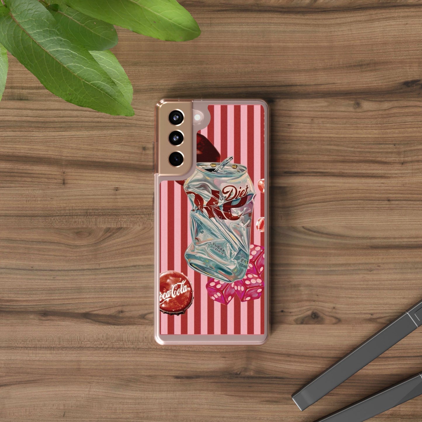 Diet Cola Crush Clear Phone Case – Retro Soda Pop Design