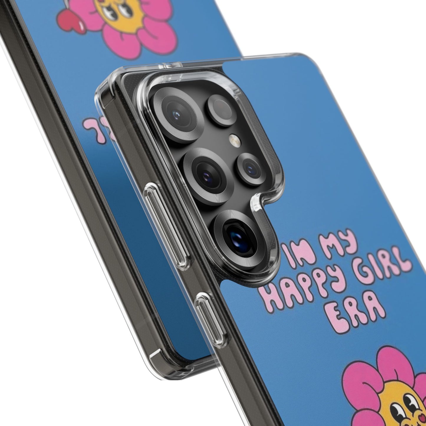 Clear Impact-Resistant Phone Case — “I’m My Happy Girl Era” Cute Flower Design
