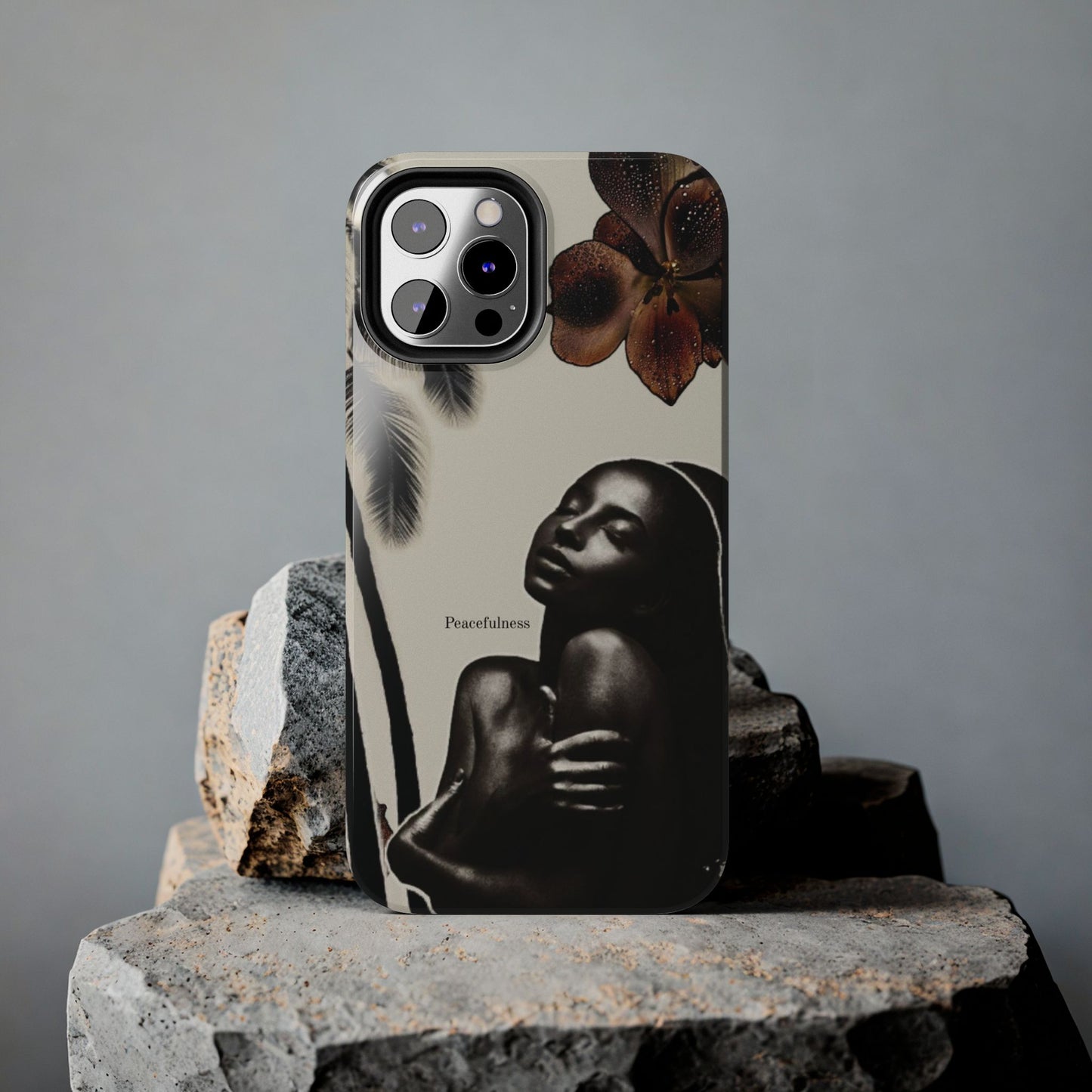 Tough Phone Case — "Peacefulness" Artistic Black Woman Floral Design