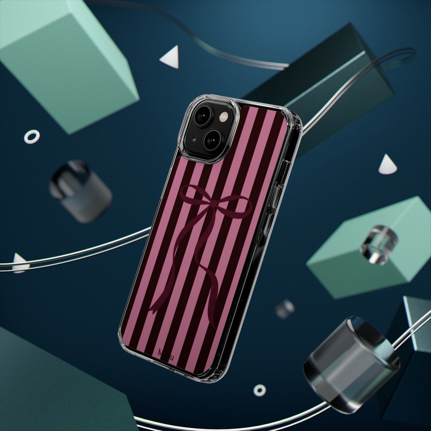 Pink Striped Ribbon Clear Impact-Resistant Phone Case