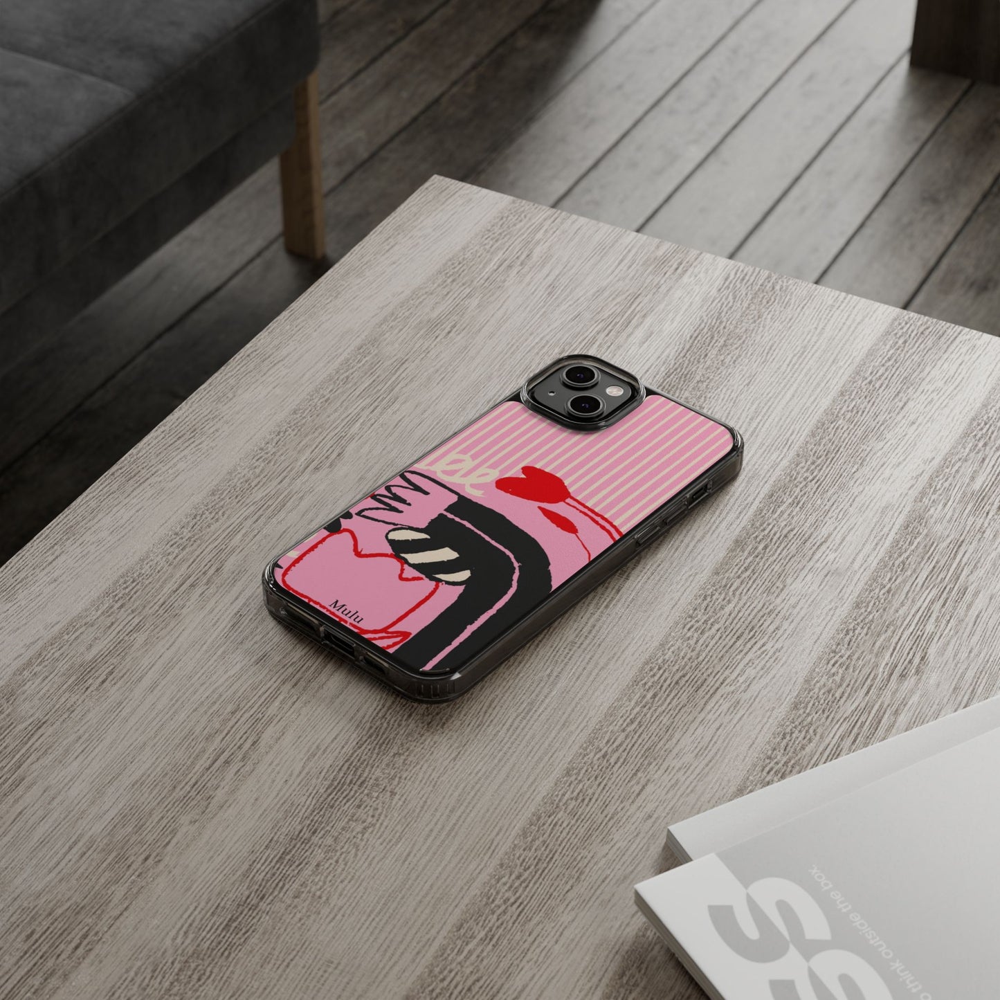 Clear Impact-Resistant Case — Pink Cute Heart Cartoon Design