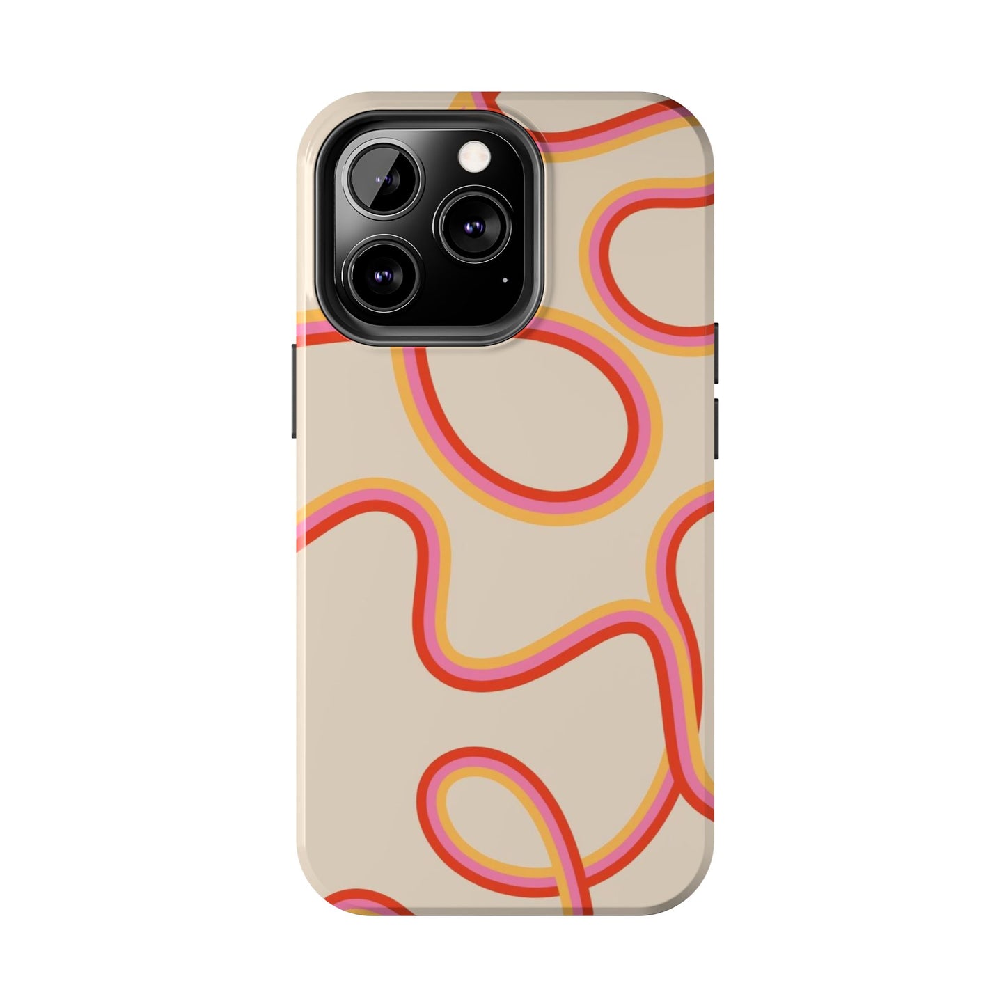 Retro Swirl Tough Phone Case — Beige Pink Orange Abstract Protection