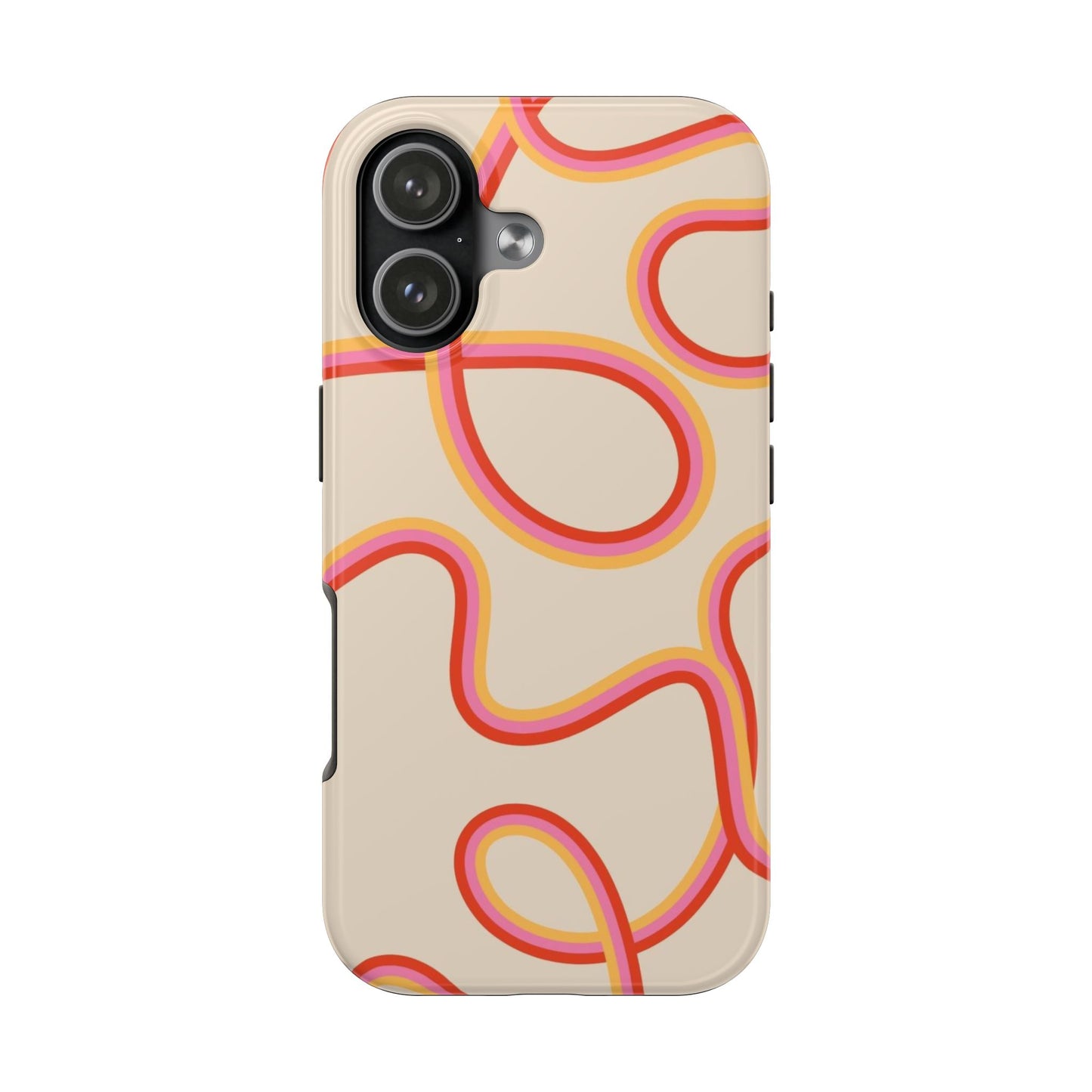 Retro Swirl Tough Phone Case — Beige Pink Orange Abstract Protection