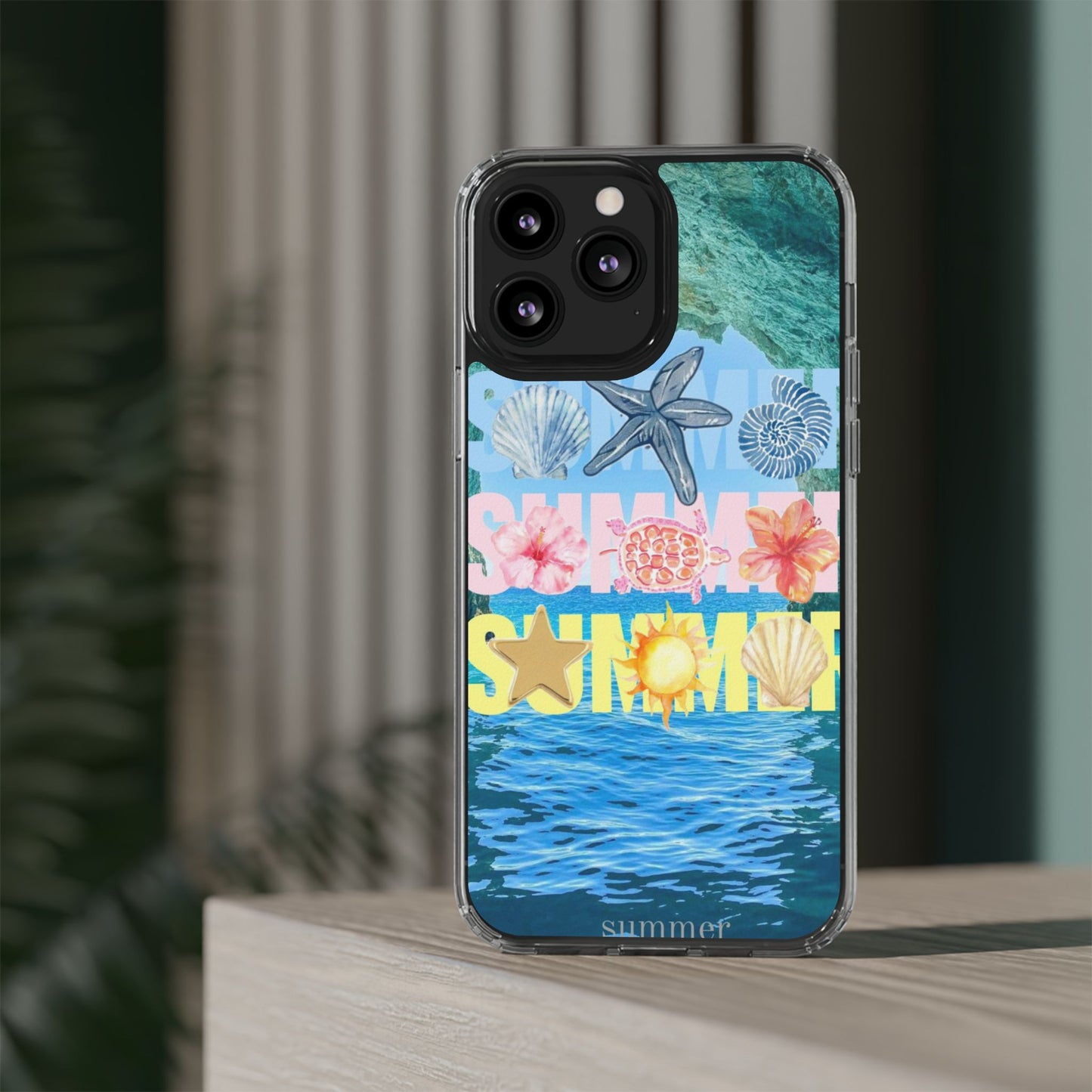 Clear Summer Beach Phone Case — Impact‑Resistant Tropical Design