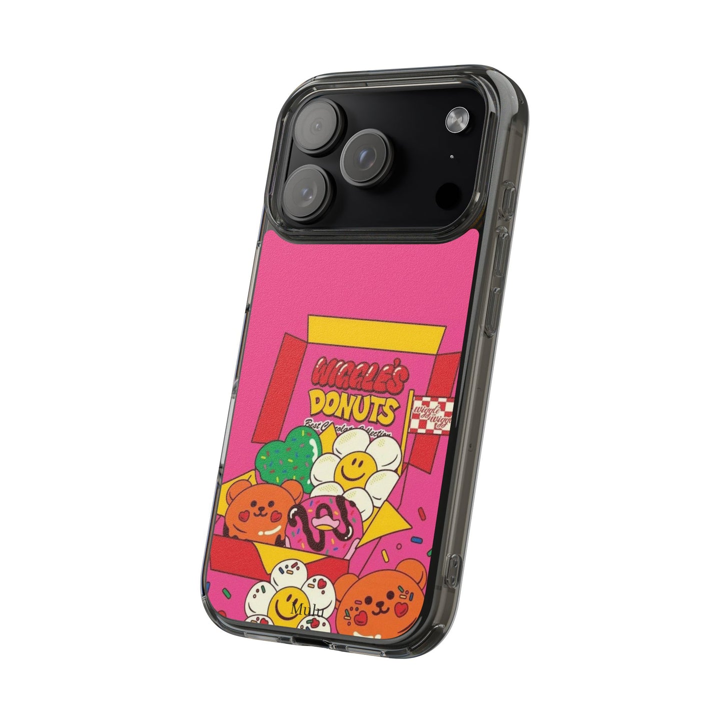 Donut Box Cute Phone Case — Clear Impact‑Resistant iPhone Cover with Smiling Donuts