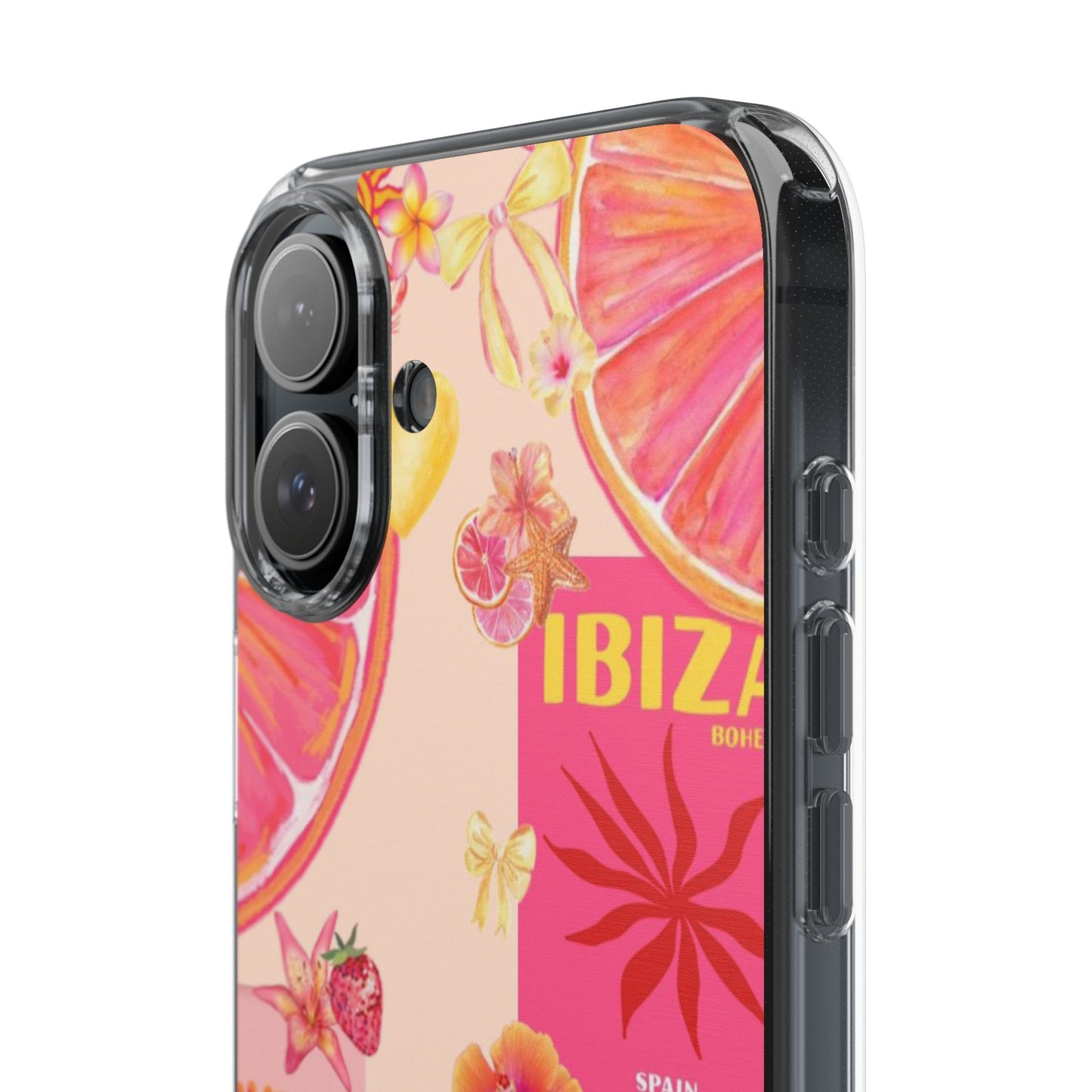 Clear Impact Phone Case — Pink Ibiza Citrus Floral Design