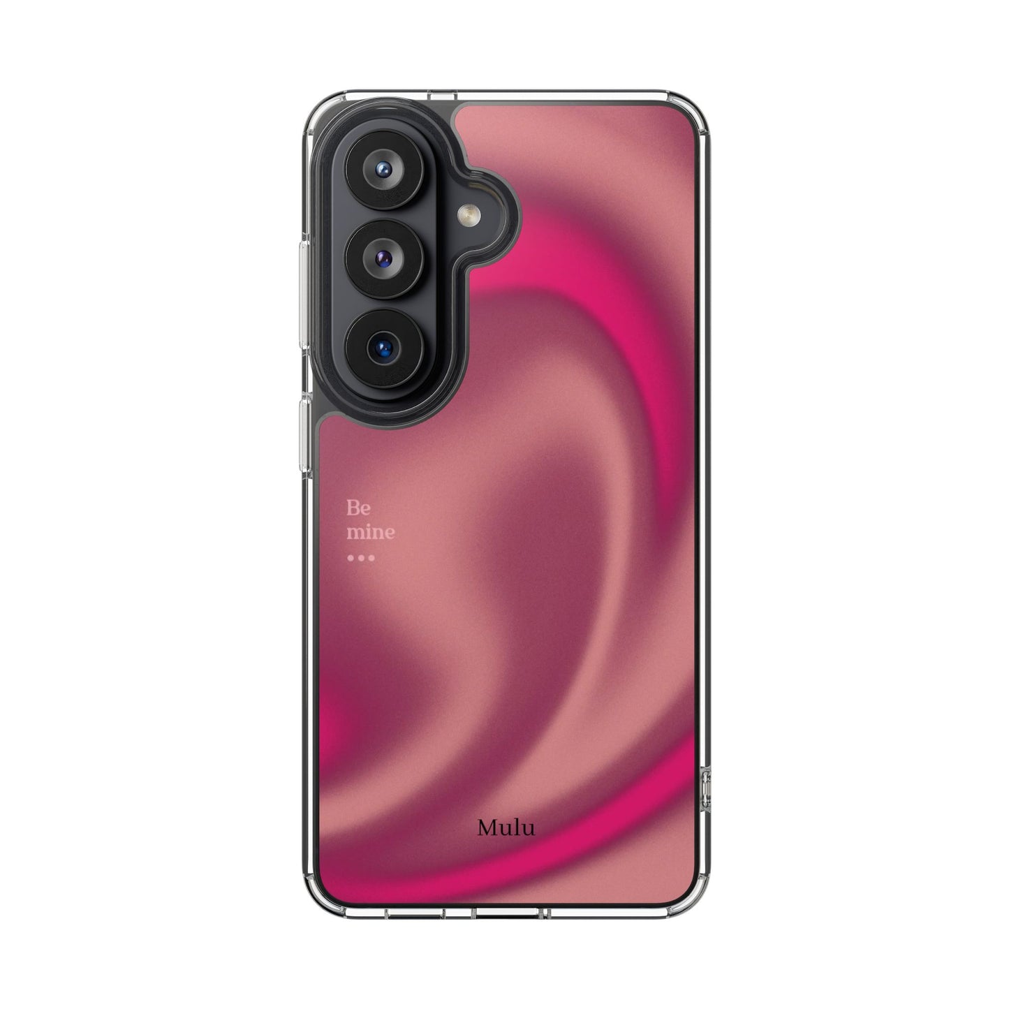 Clear Impact Phone Case — Pink Satin Swirl "Be mine" Design
