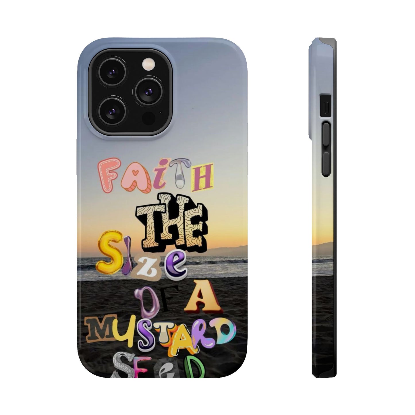 Magnetic Impact-Resistant Phone Case — "Faith the Size of a Mustard Seed" Sunset Design