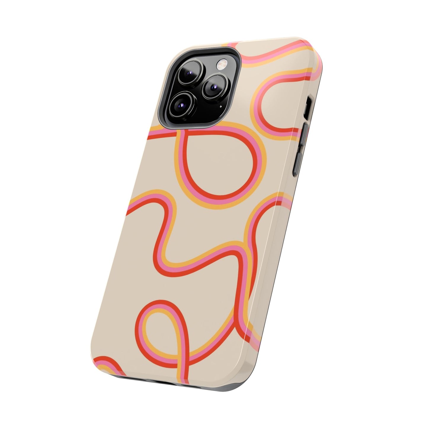 Retro Swirl Tough Phone Case — Beige Pink Orange Abstract Protection