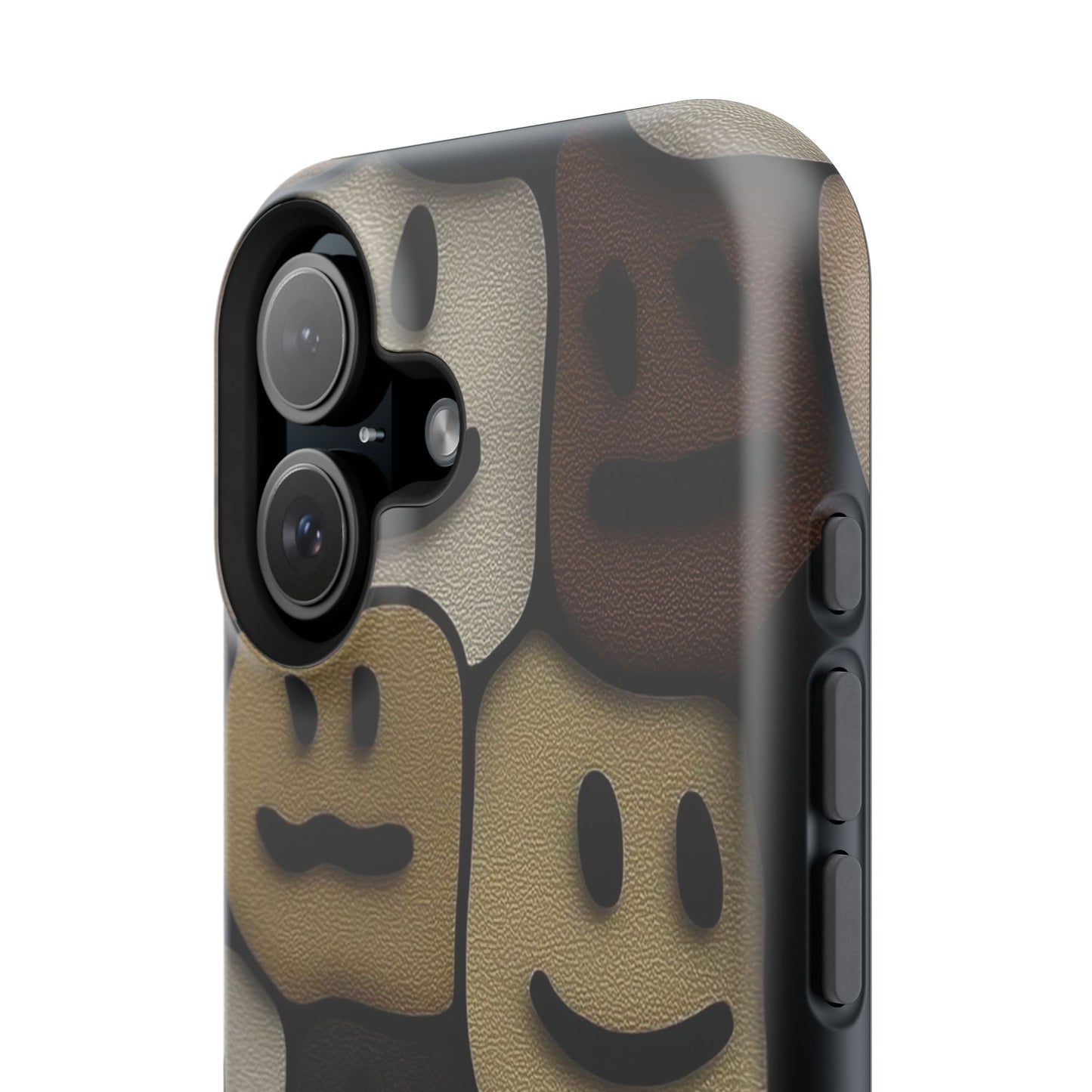 Magnetic Impact-Resistant Case — Brown Smiley Tile Phone Cover
