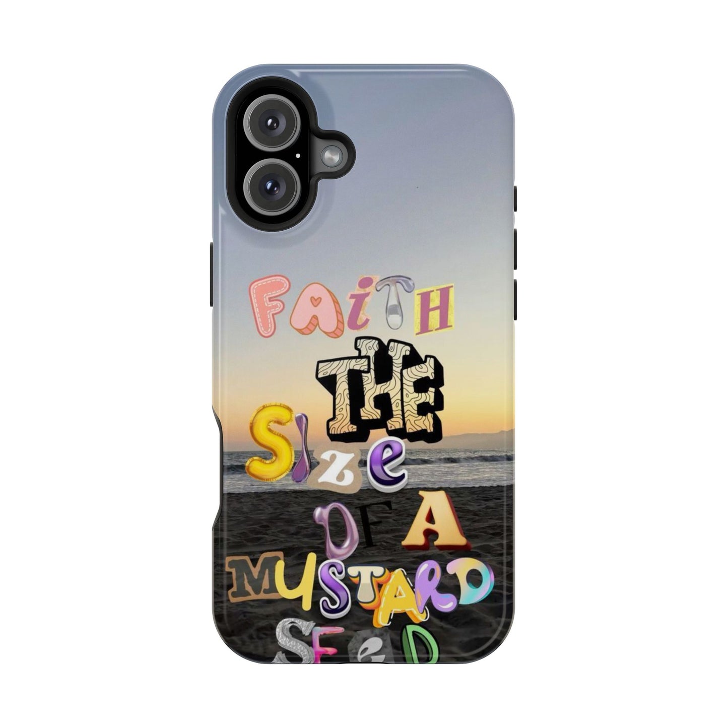 Magnetic Impact-Resistant Phone Case — "Faith the Size of a Mustard Seed" Sunset Design