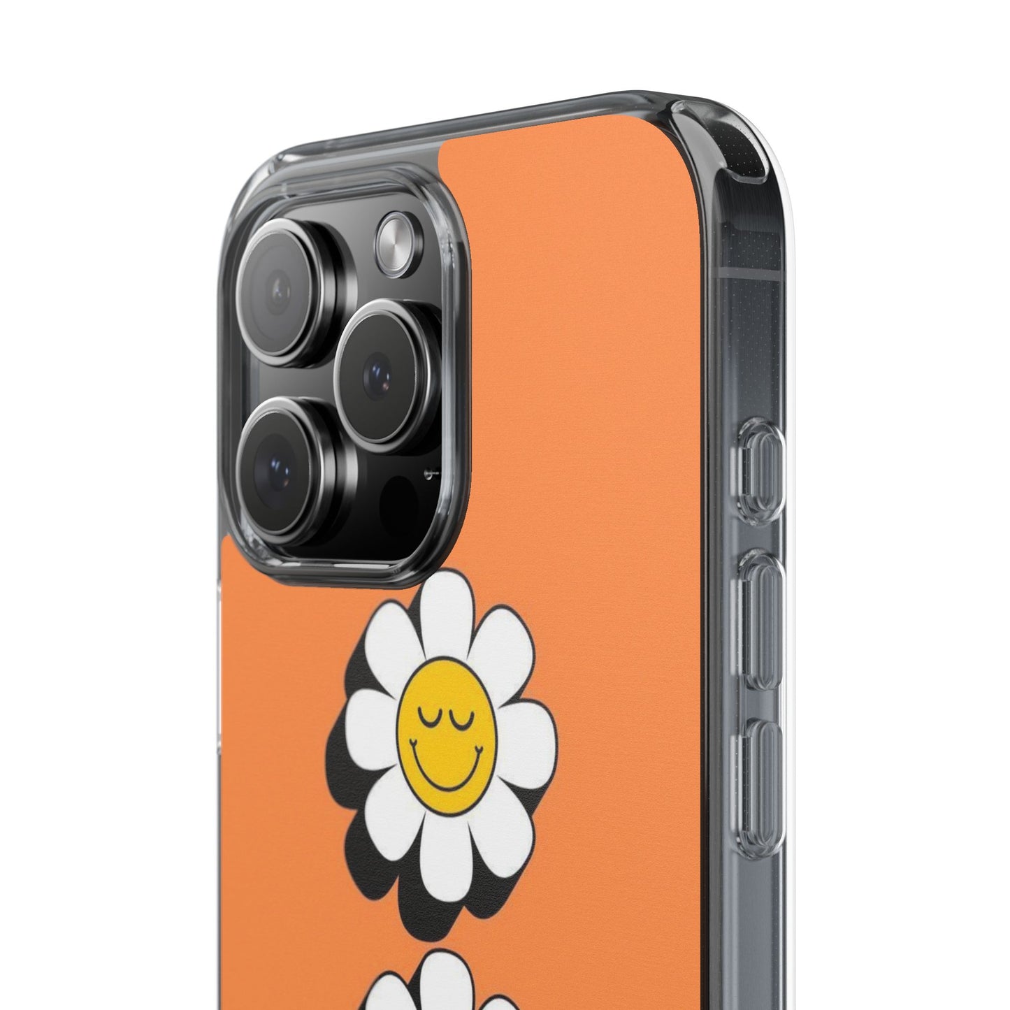 Phone Case — Orange Smiley Daisy Clear Impact‑Resistant Case