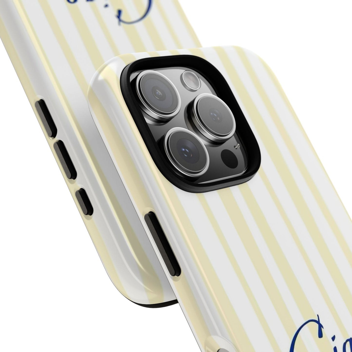 Ciao Bella Phone Case – Striped Elegant Italian Script Protective Cover