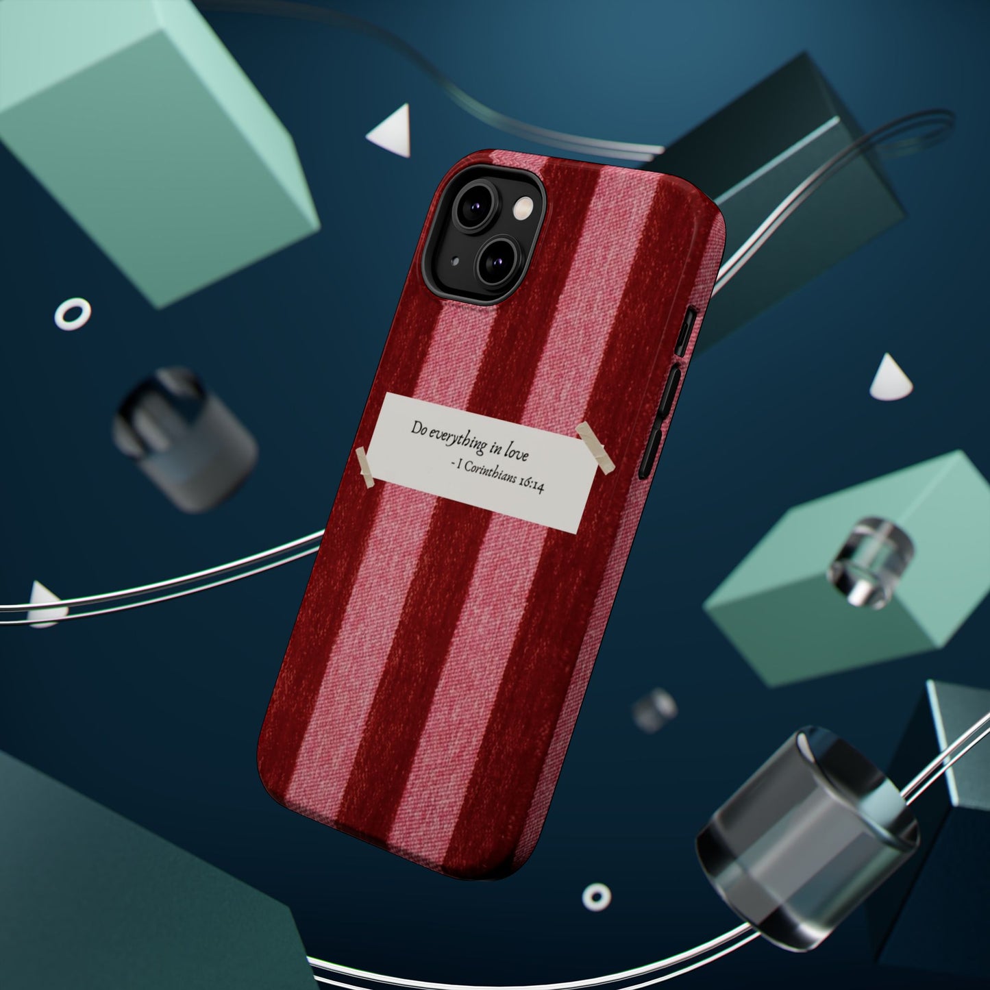 Christian Quote Red Stripe Phone Case — “Do everything in love” Magnetic Impact-Resistant Case