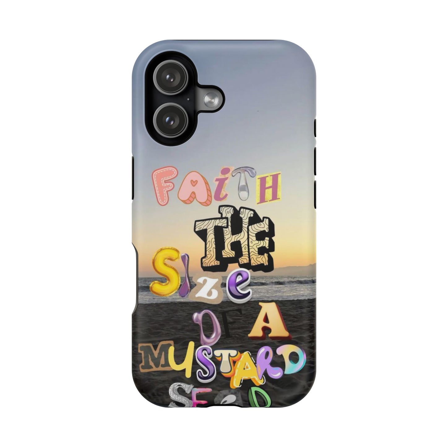 Magnetic Impact-Resistant Phone Case — "Faith the Size of a Mustard Seed" Sunset Design