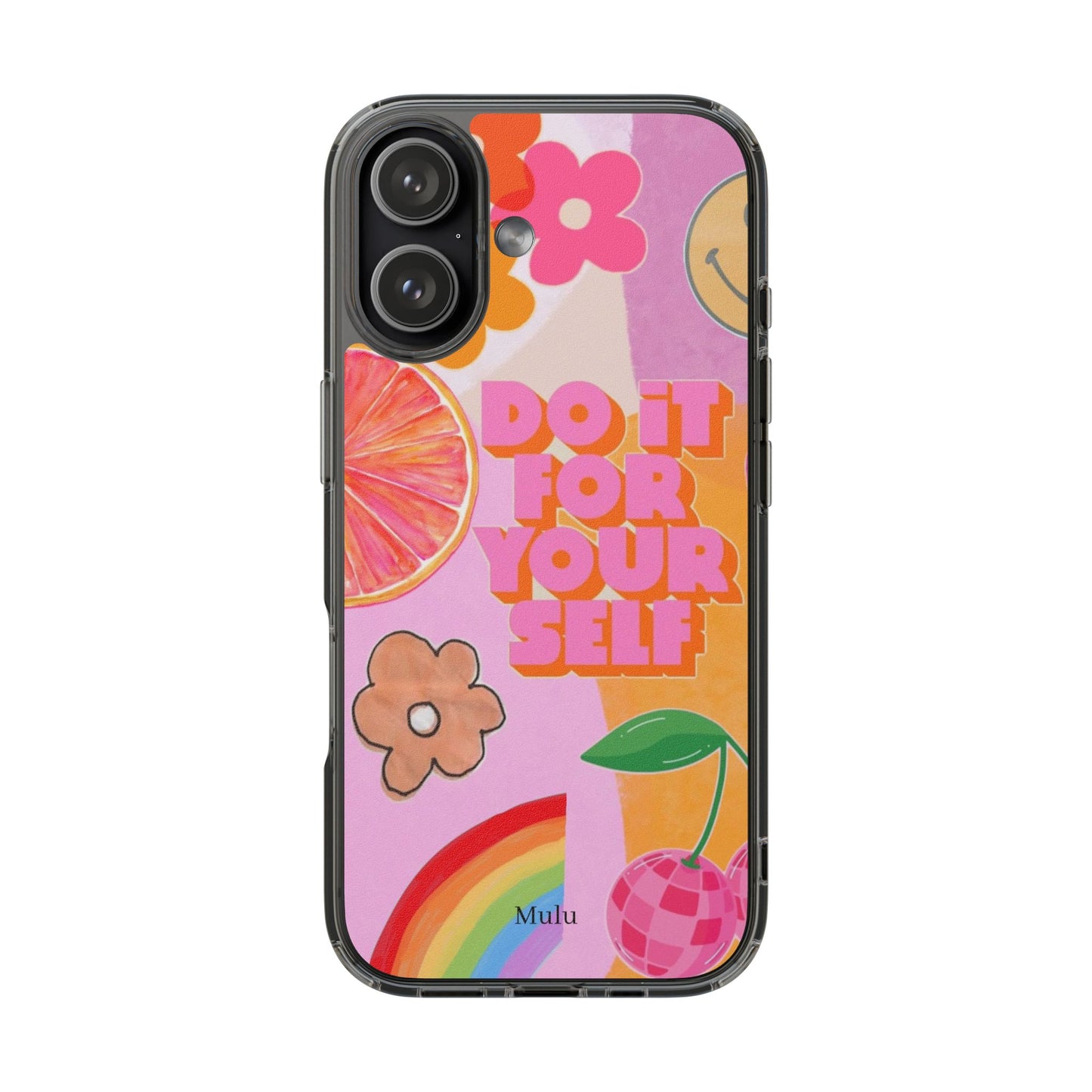 Do It For Yourself Retro Floral Rainbow Phone Case — Clear Impact-Resistant