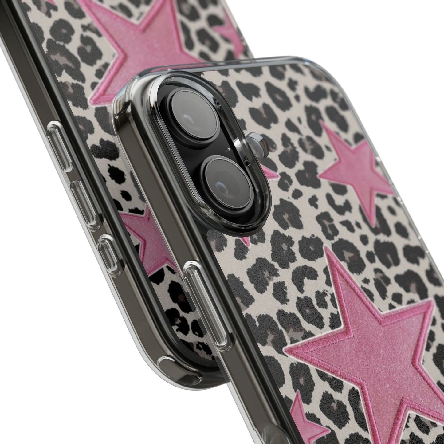 Pink Star Leopard Clear Impact Phone Case