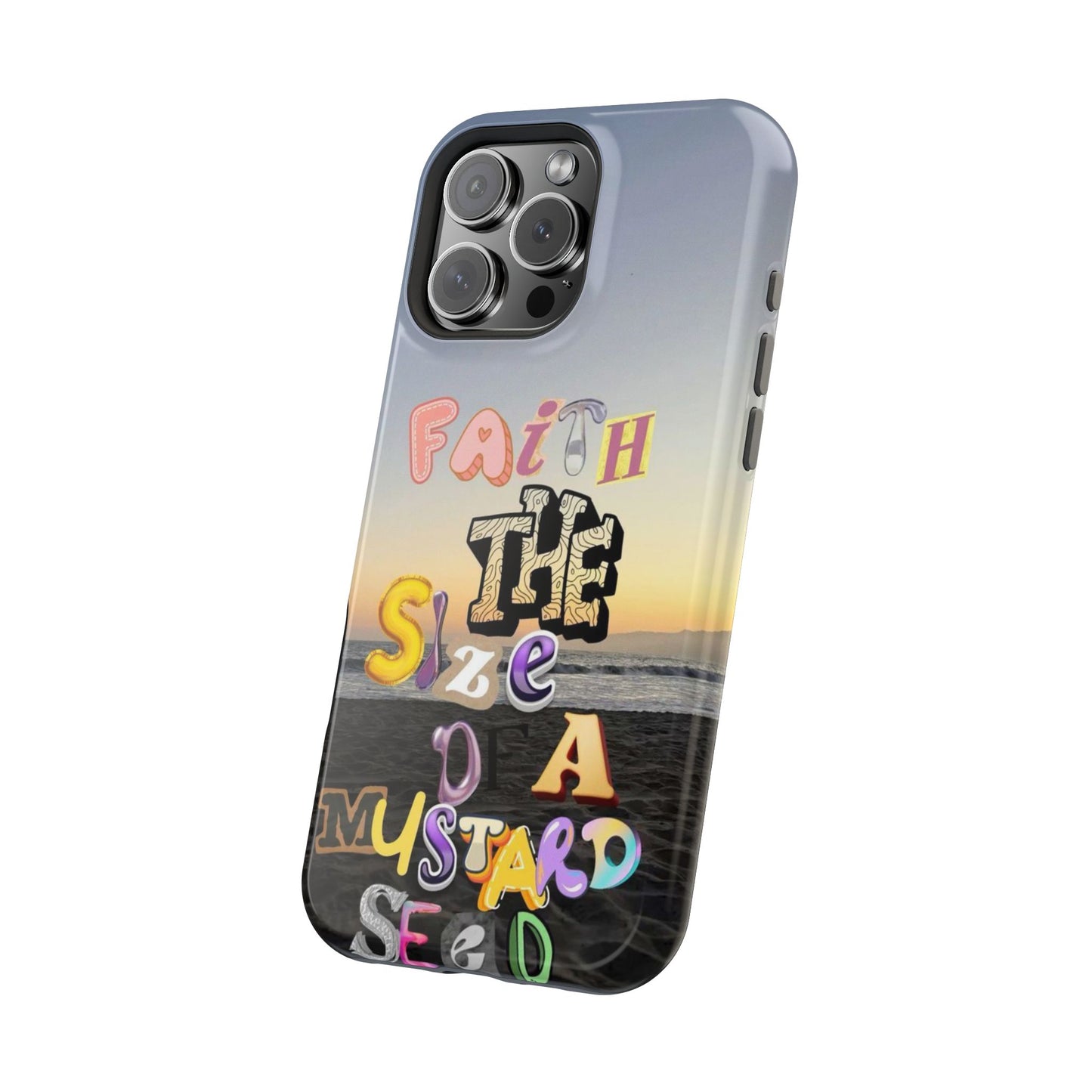 Magnetic Impact-Resistant Phone Case — "Faith the Size of a Mustard Seed" Sunset Design