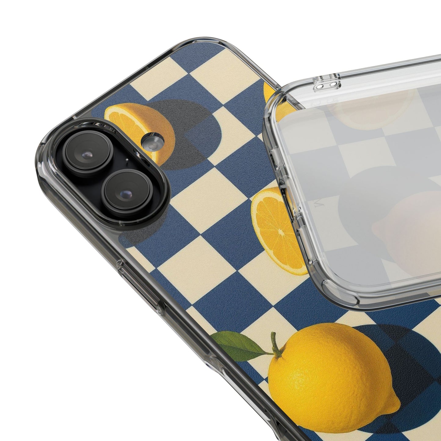 Clear Impact-Resistant Case — Retro Checkered Lemons Phone Case