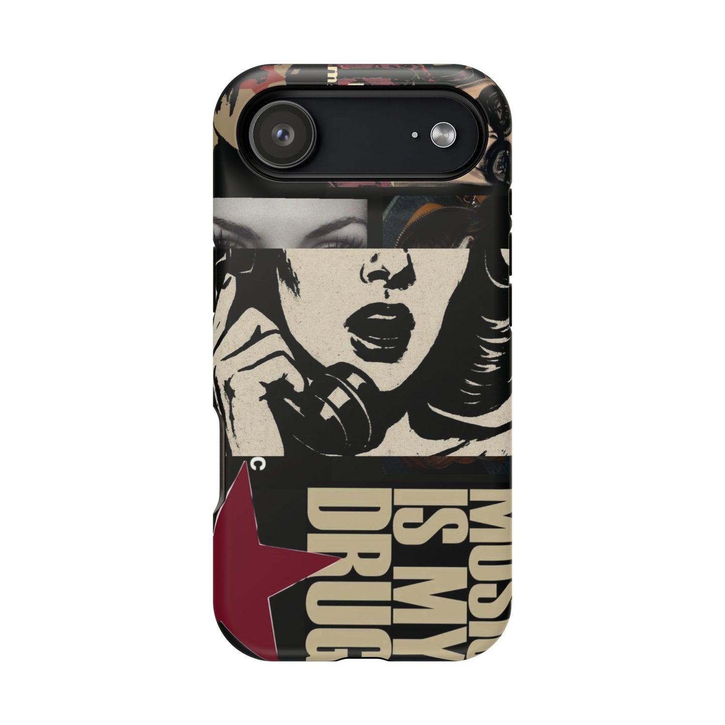 Magnetic Impact Phone Case — Retro Pop Art "Music Is My Drug" Design
