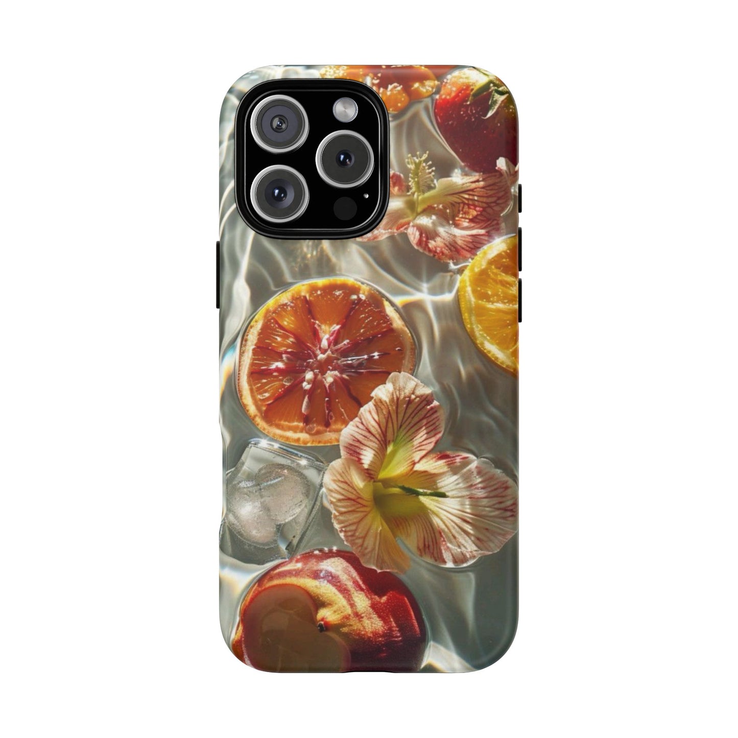 Citrus & Hibiscus Protective Phone Case – Summer Fruit Water Print Tough Case