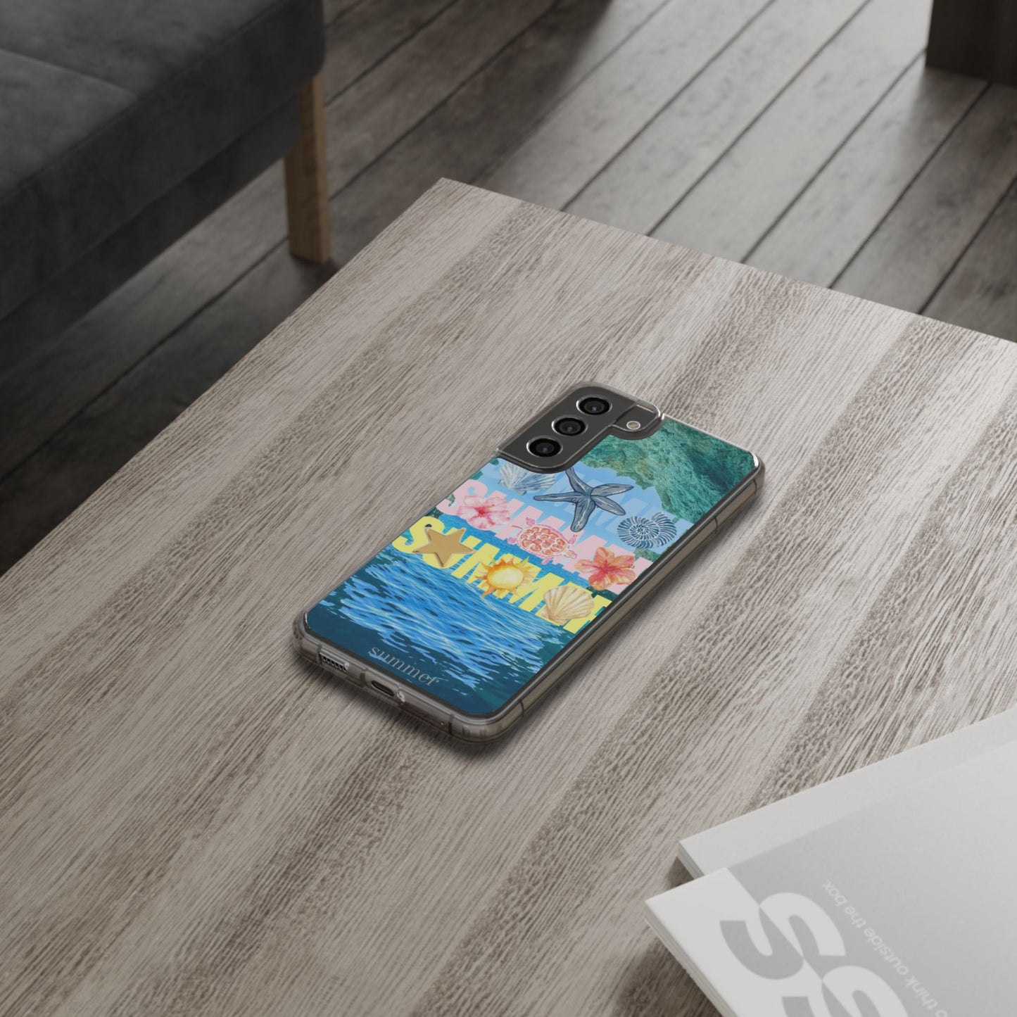 Clear Summer Beach Phone Case — Impact‑Resistant Tropical Design