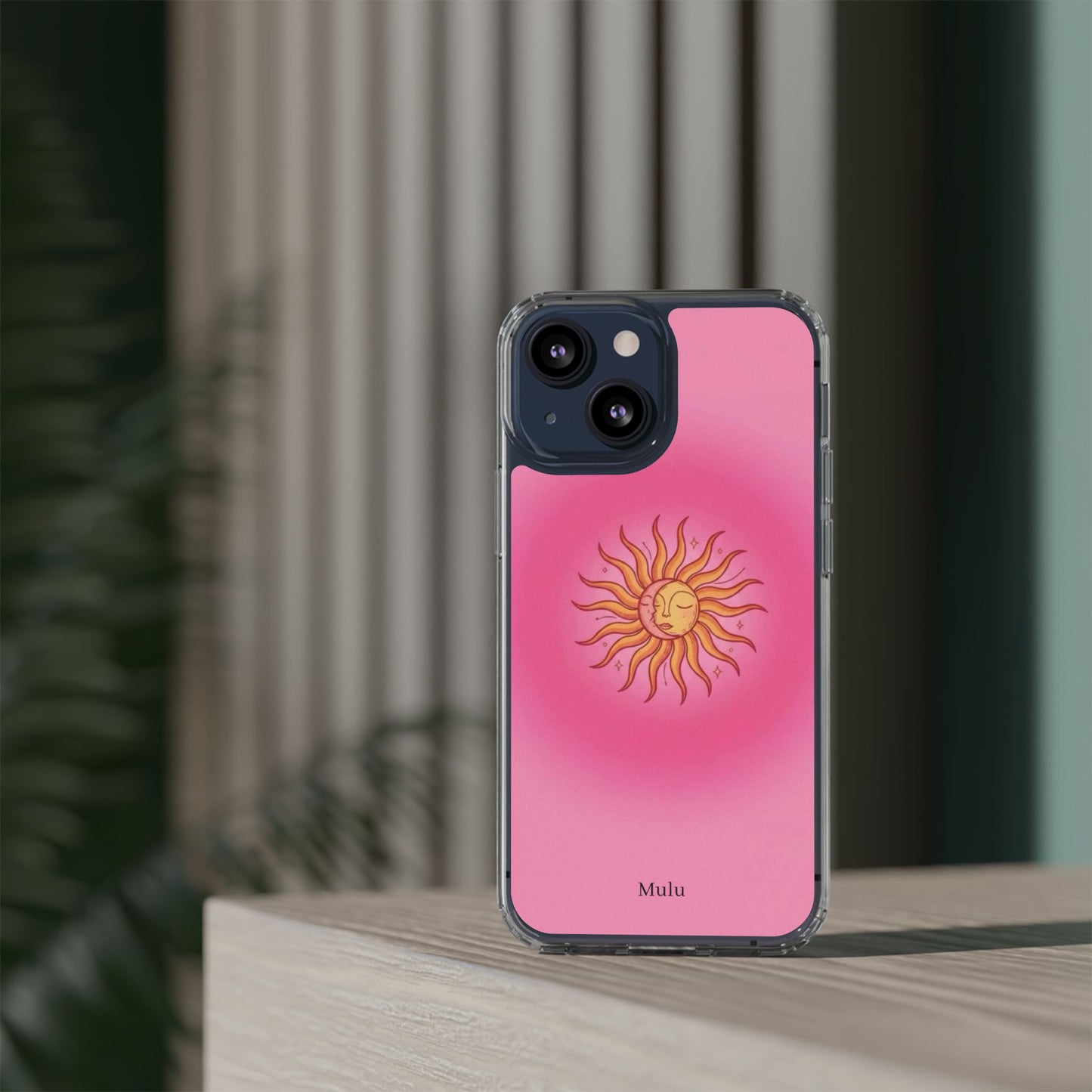 Pink Sun Phone Case — Radiant Sunburst Impact-Resistant Clear Case