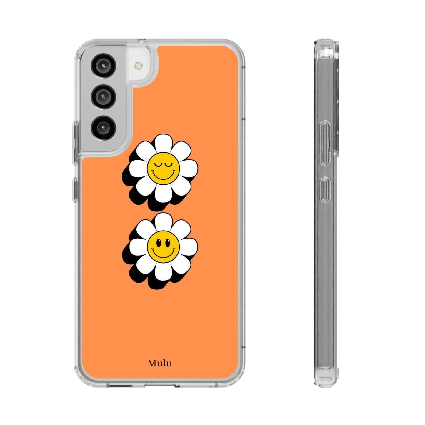 Phone Case — Orange Smiley Daisy Clear Impact‑Resistant Case
