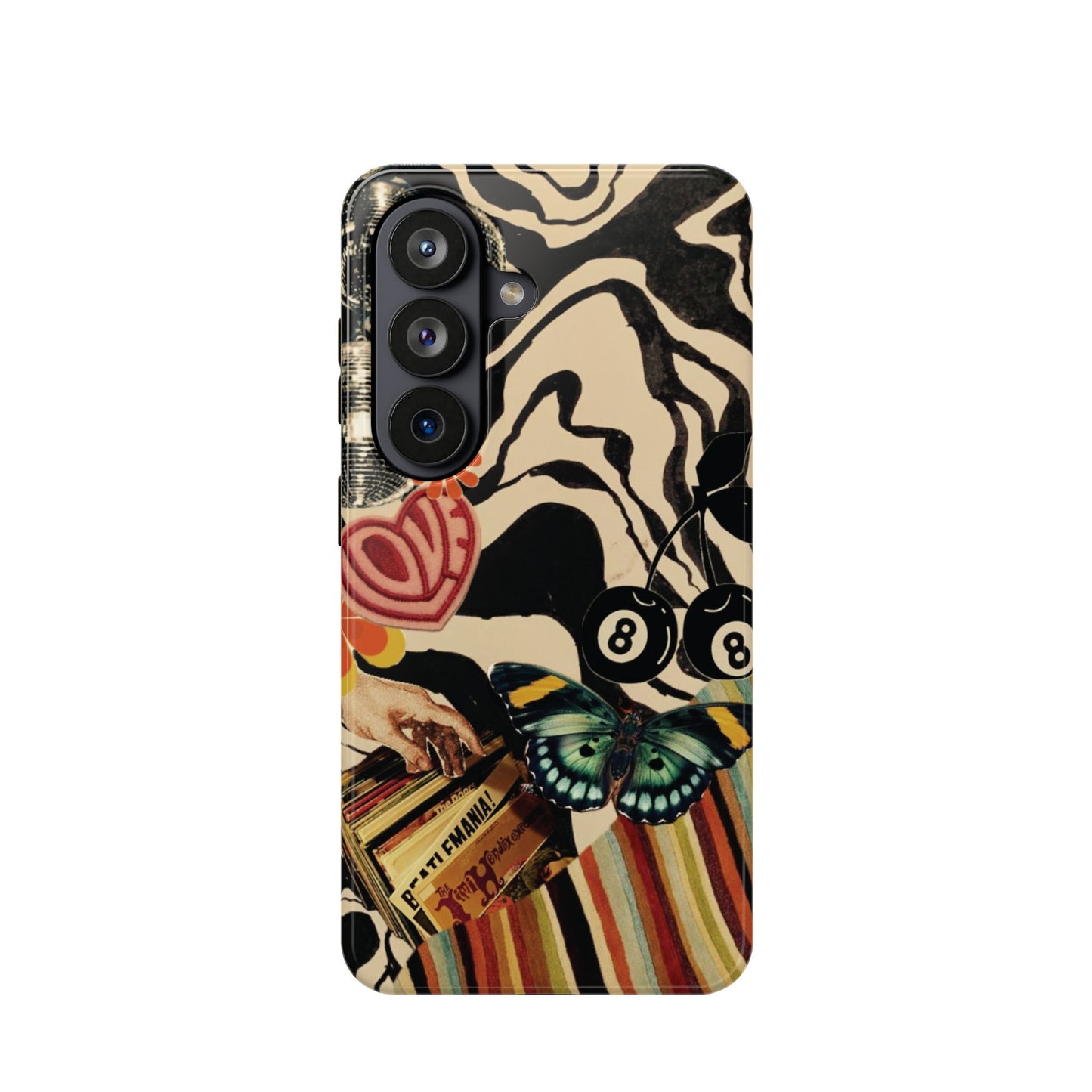 Phone Case — Retro Collage Magnetic Impact-Resistant Case with Butterfly & Zebra Print