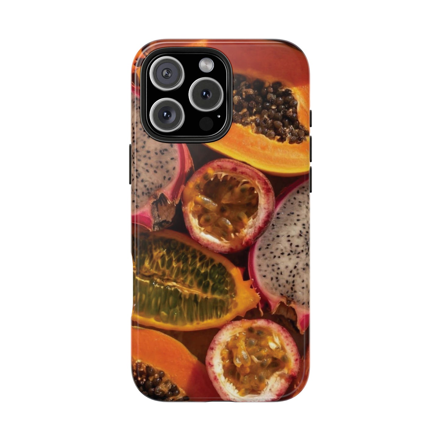 Tropical Fruit Tough Phone Case — Papaya & Dragon Fruit Design