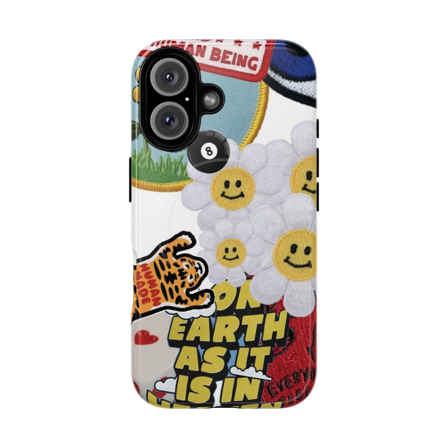 Phone Case — Retro Smiley Daisy Collage Tough Magnetic Cover