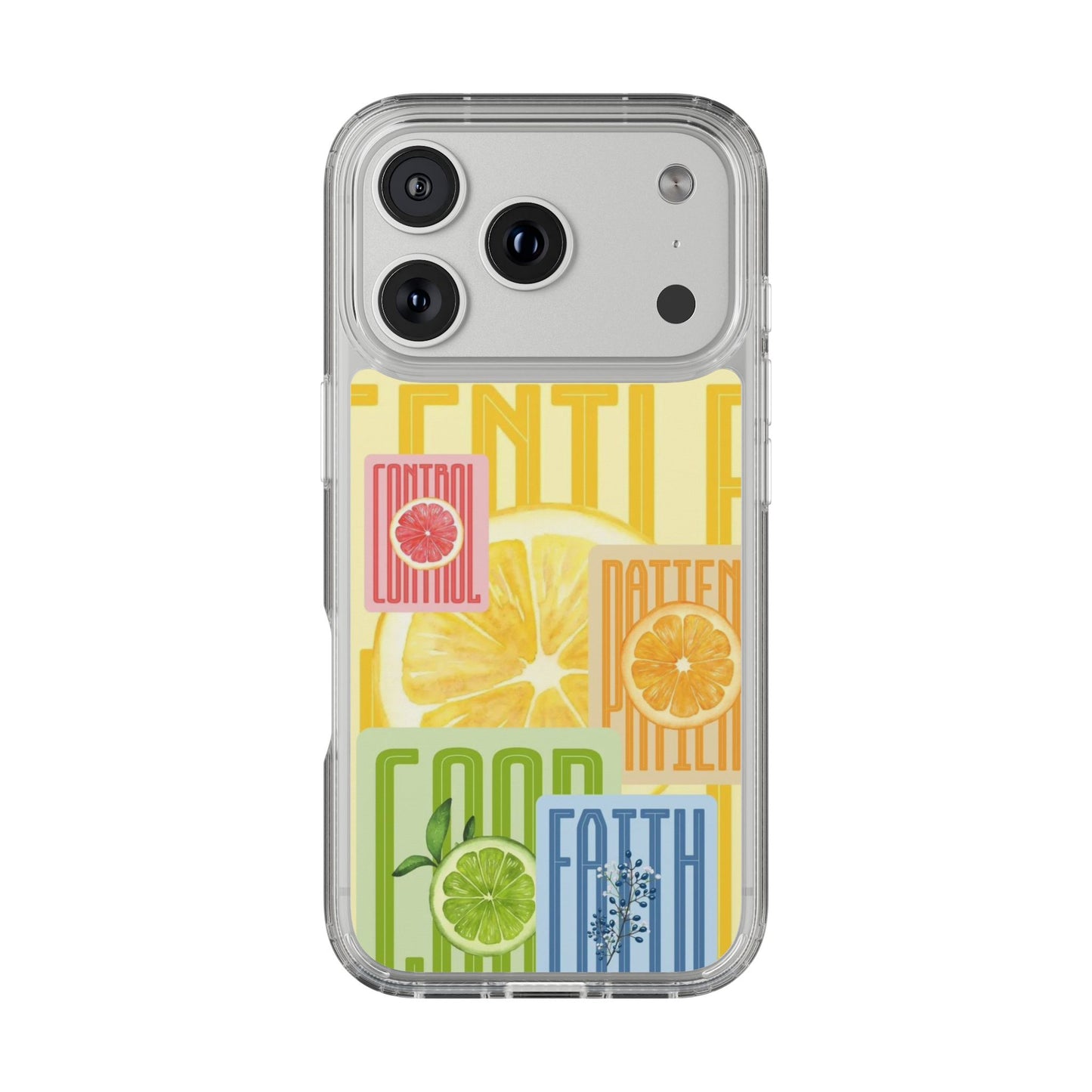 Clear Phone Case — Citrus Fruit Typography "Good Faith" Design