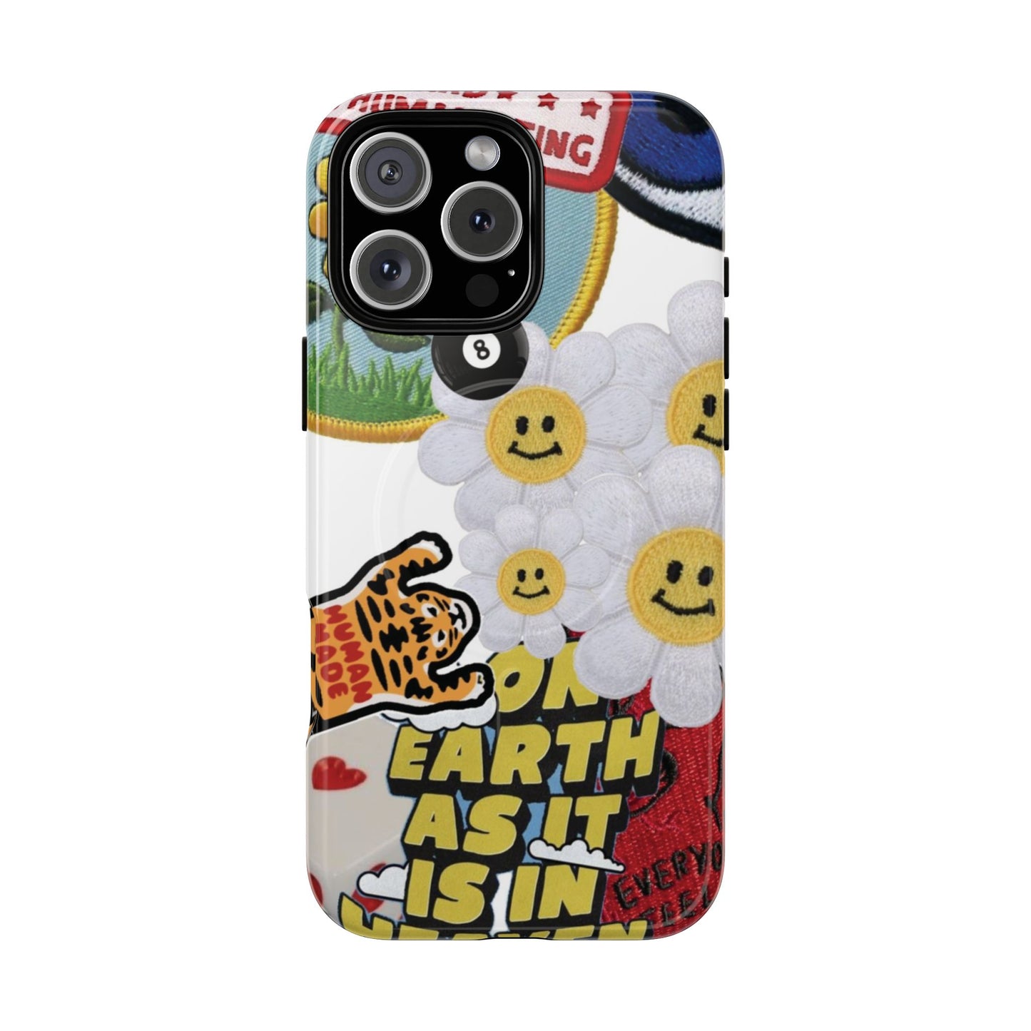 Phone Case — Retro Smiley Daisy Collage Tough Magnetic Cover
