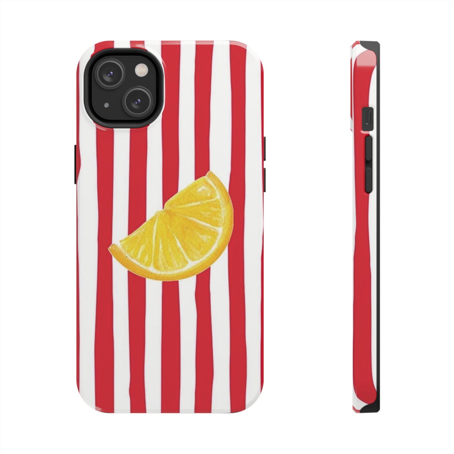 Lemon Slice Red & White Stripe Tough Phone Case