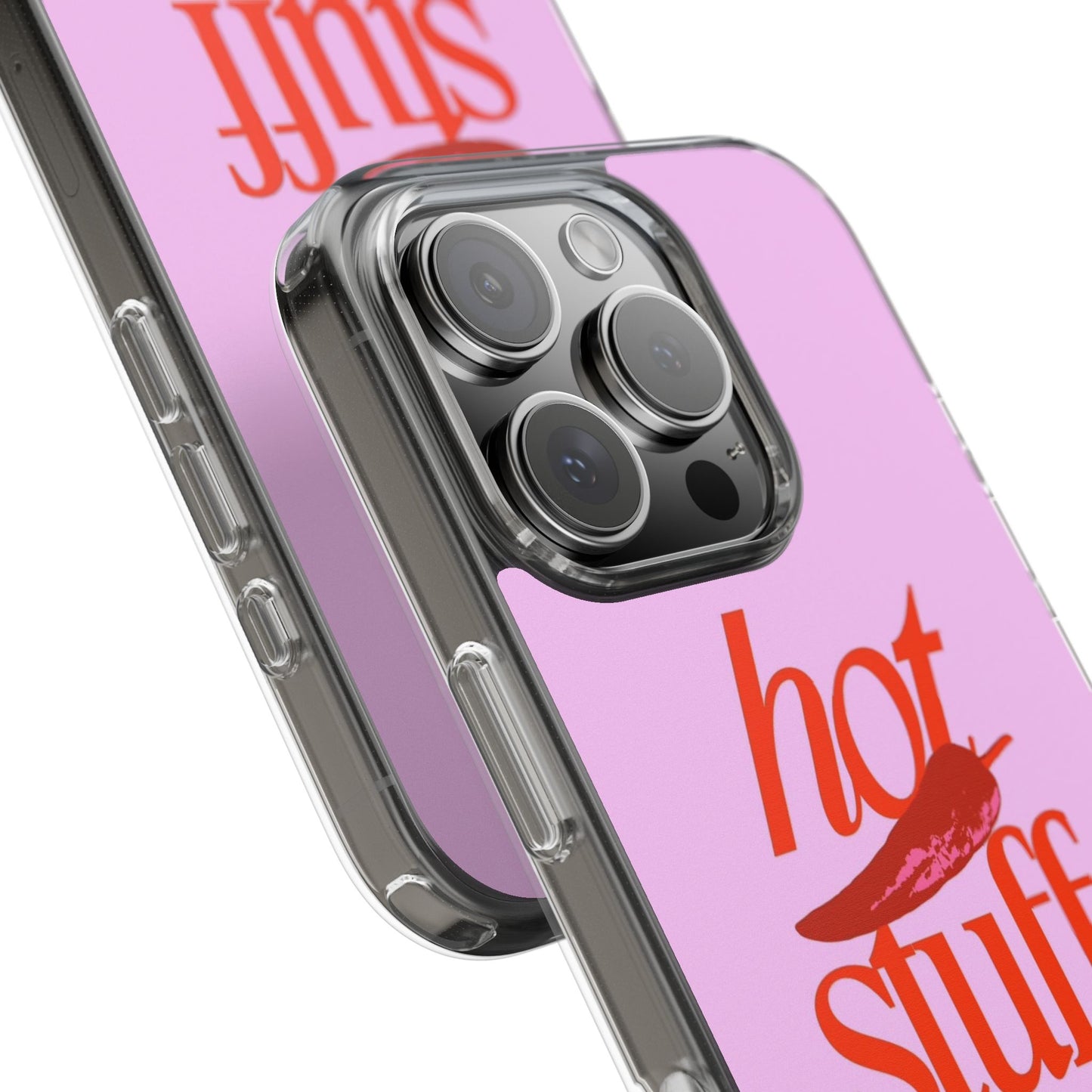 Hot Stuff Clear Impact Phone Case — Pink Retro Typography iPhone Cover