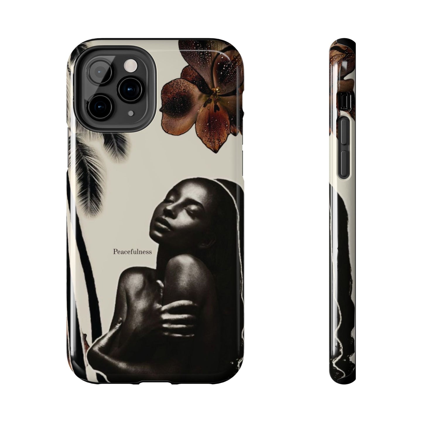 Tough Phone Case — "Peacefulness" Artistic Black Woman Floral Design