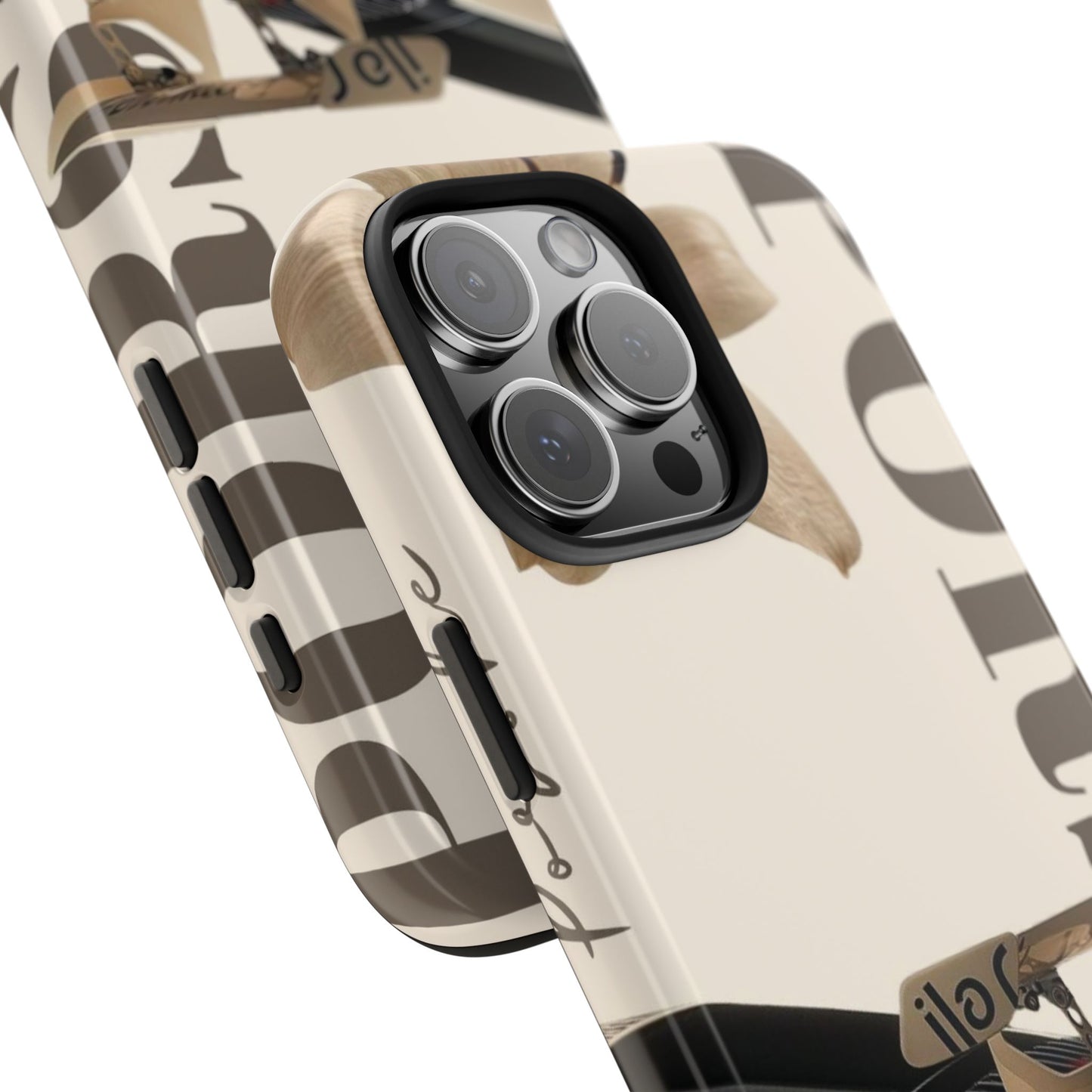 Tough Phone Case — Beige Sports Car Design with 'Tourist' Typography