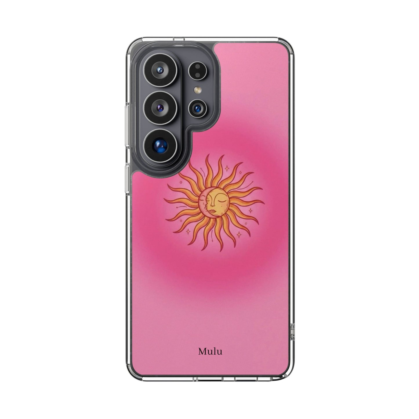 Pink Sun Phone Case — Radiant Sunburst Impact-Resistant Clear Case