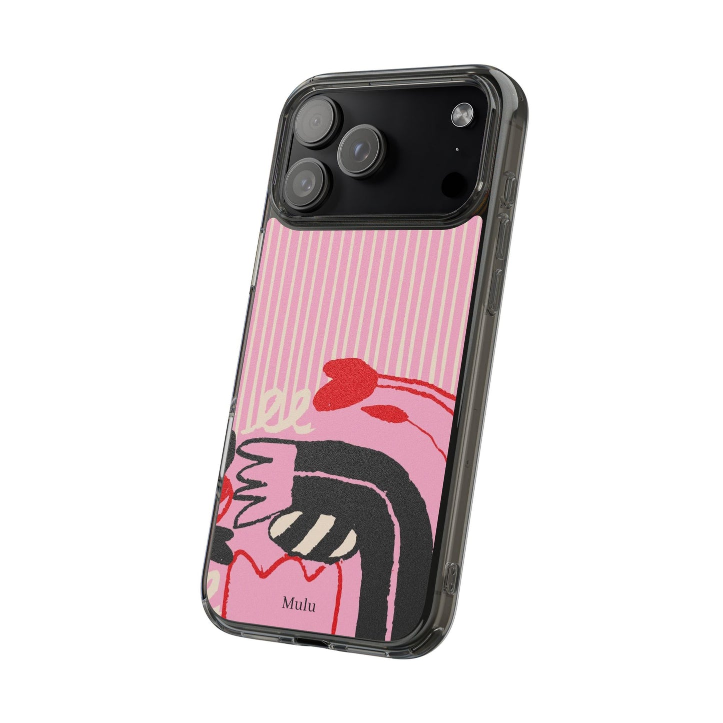 Clear Impact-Resistant Case — Pink Cute Heart Cartoon Design