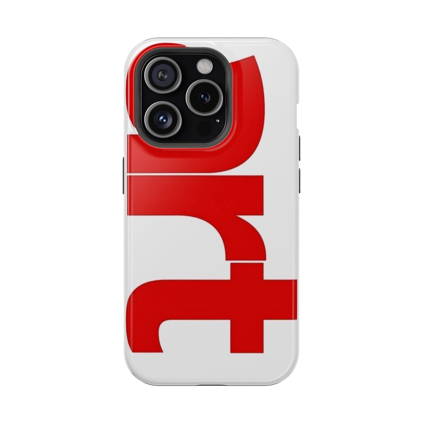Magnetic Impact-Resistant Phone Case — Bold Red Typographic Design