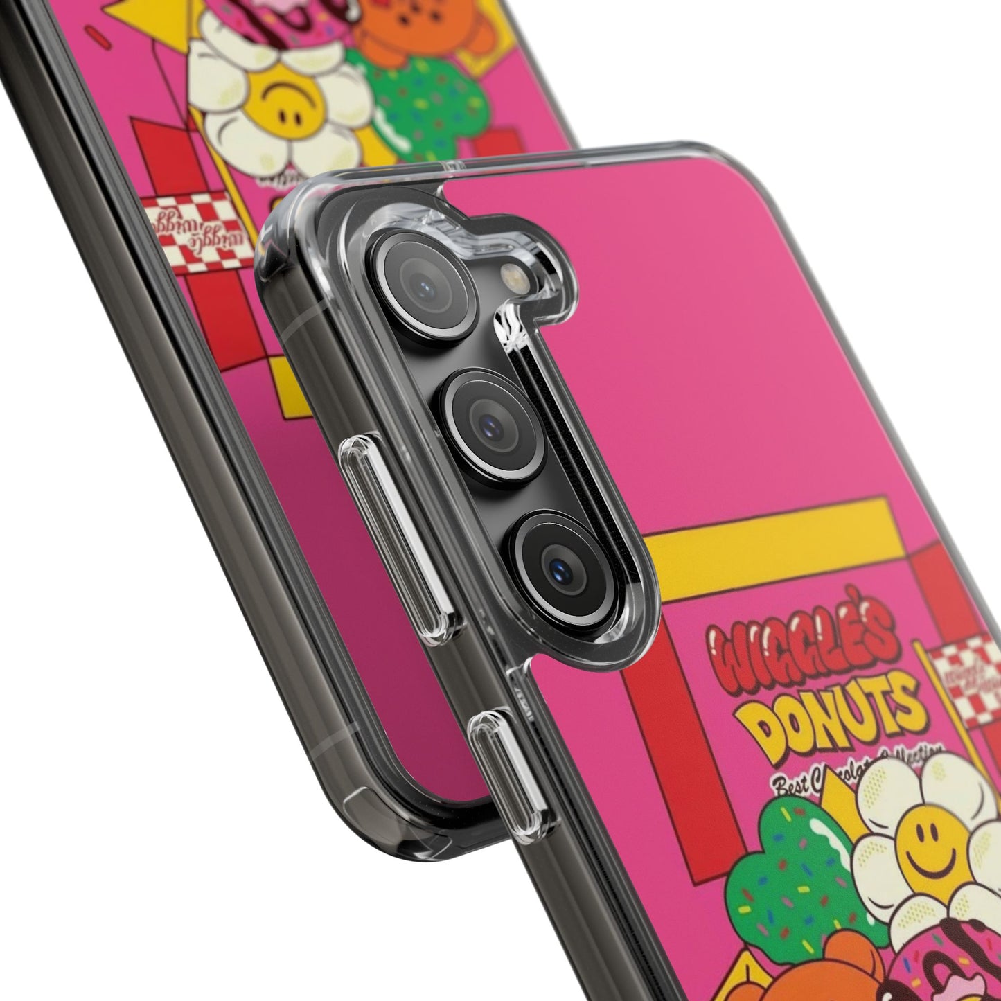 Donut Box Cute Phone Case — Clear Impact‑Resistant iPhone Cover with Smiling Donuts