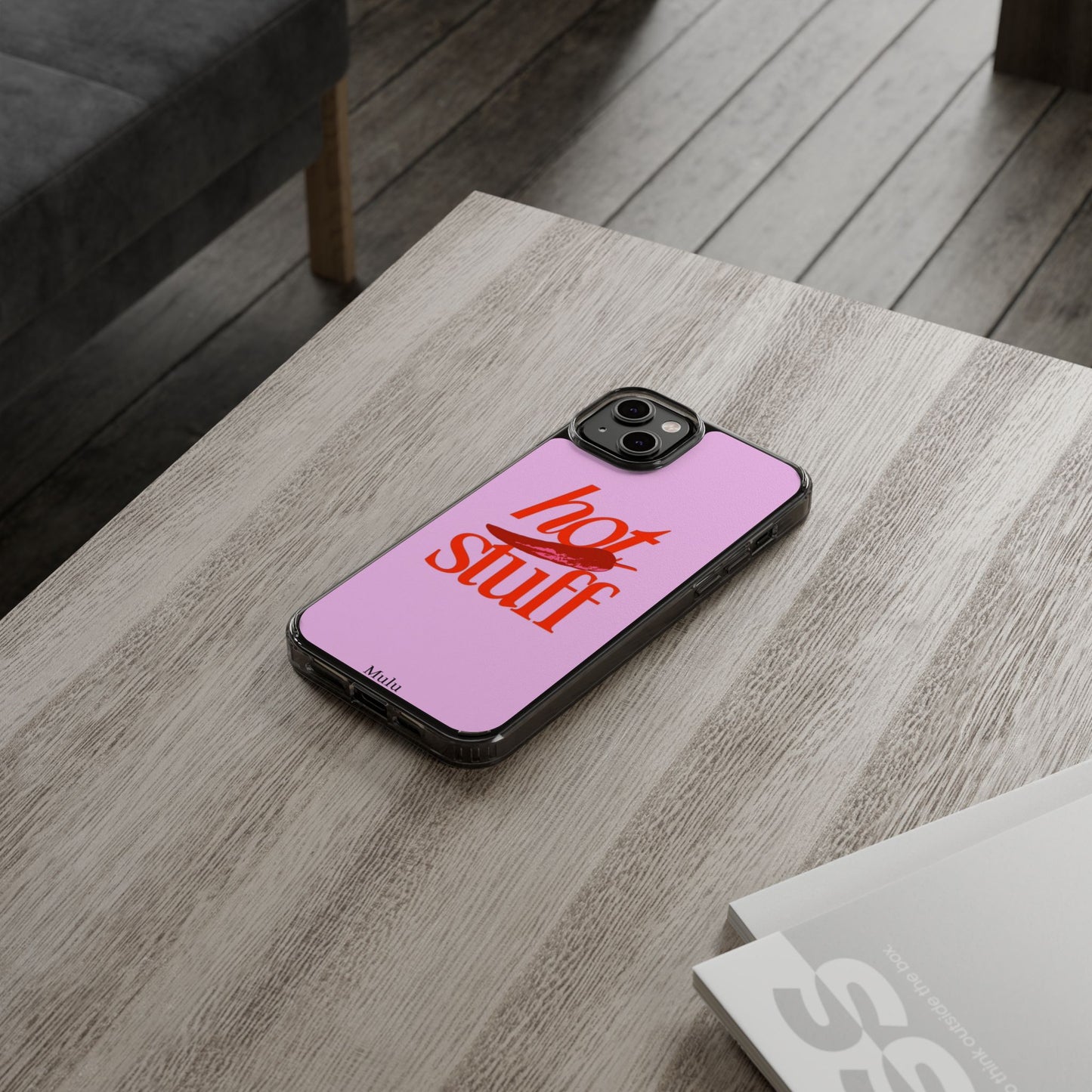 Hot Stuff Clear Impact Phone Case — Pink Retro Typography iPhone Cover