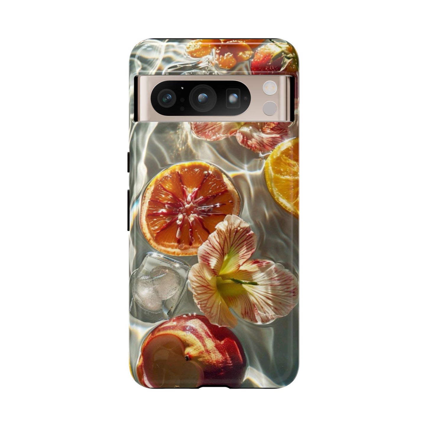 Citrus & Hibiscus Protective Phone Case – Summer Fruit Water Print Tough Case