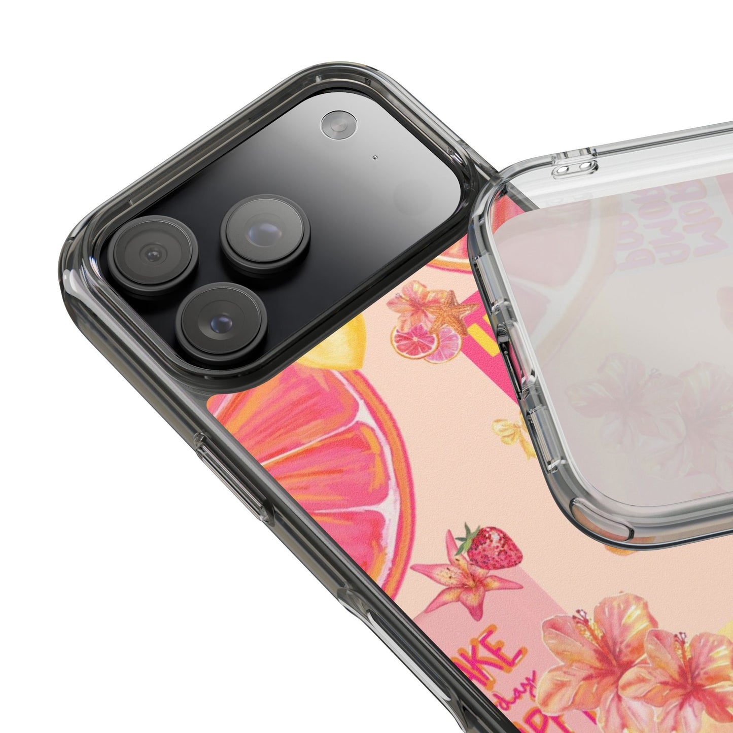 Clear Impact Phone Case — Pink Ibiza Citrus Floral Design
